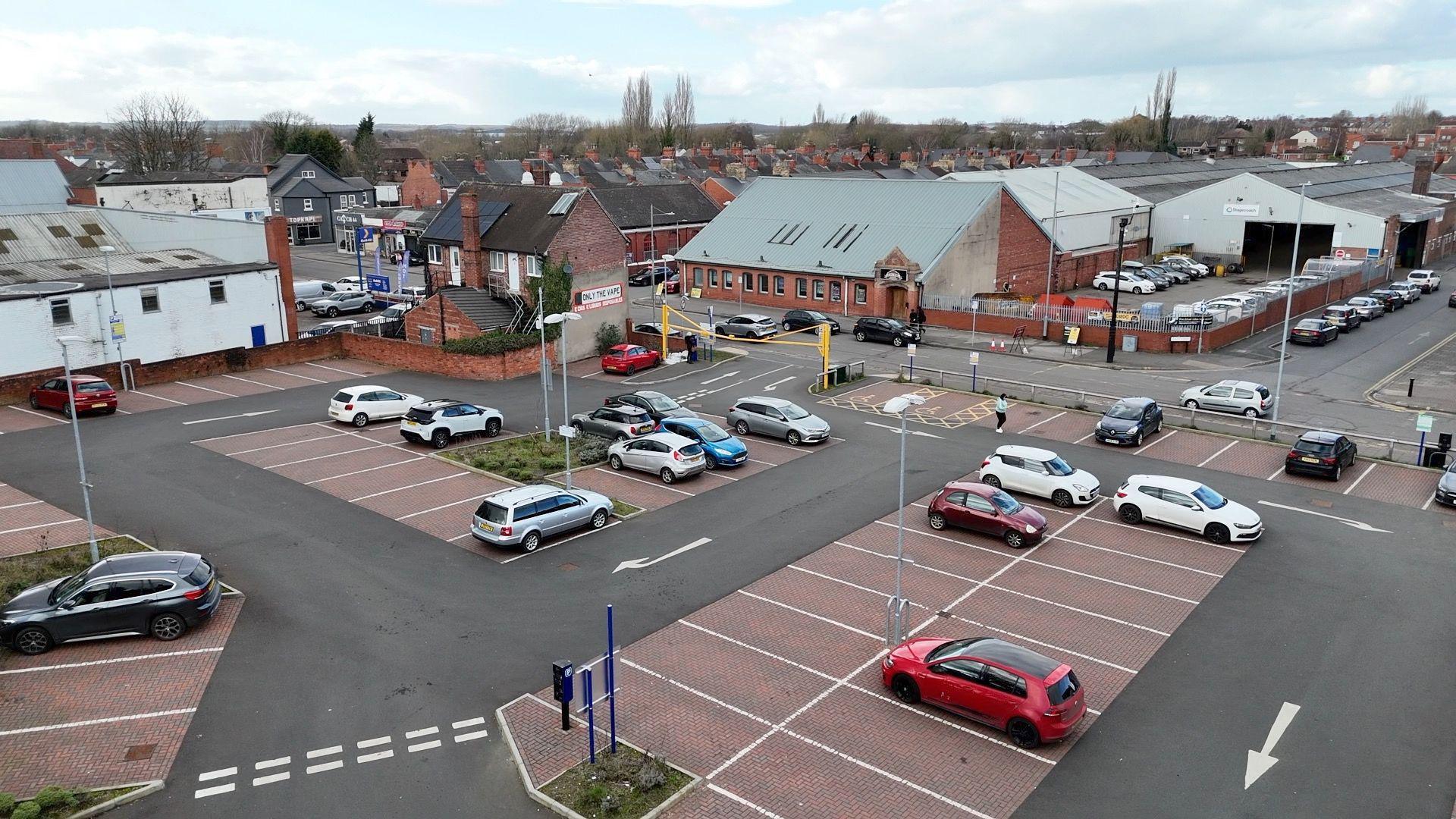 An aerial image of Newcastle Avenue car park in Worksop, Nottinghamshire