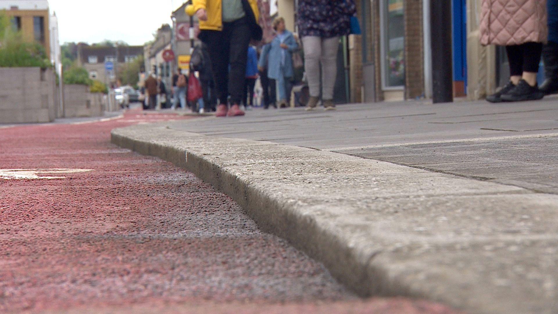 The low kerb of the cycle path