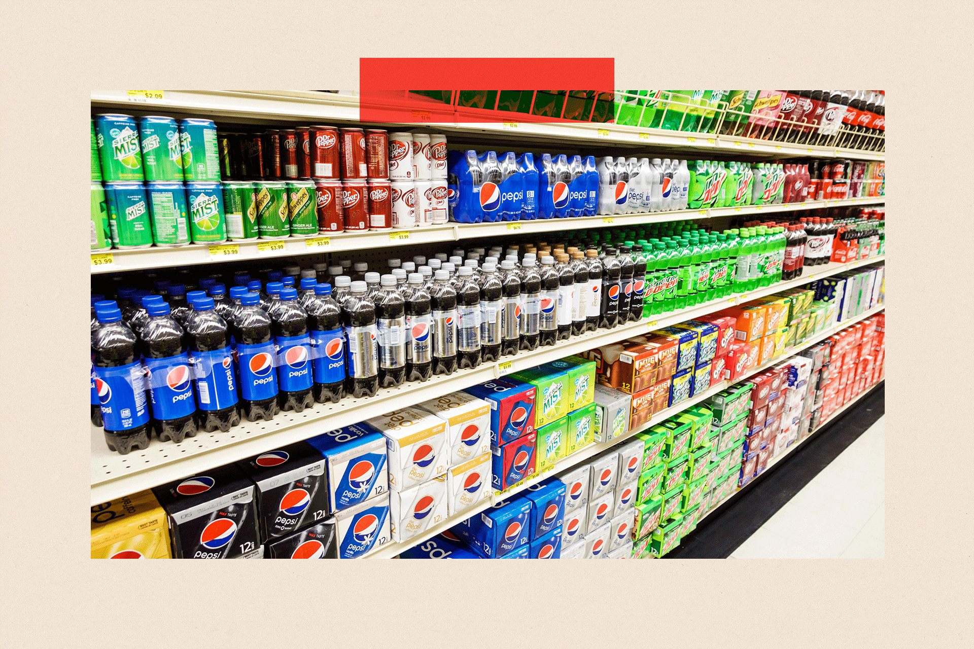 A soda drinks aisle in a shop