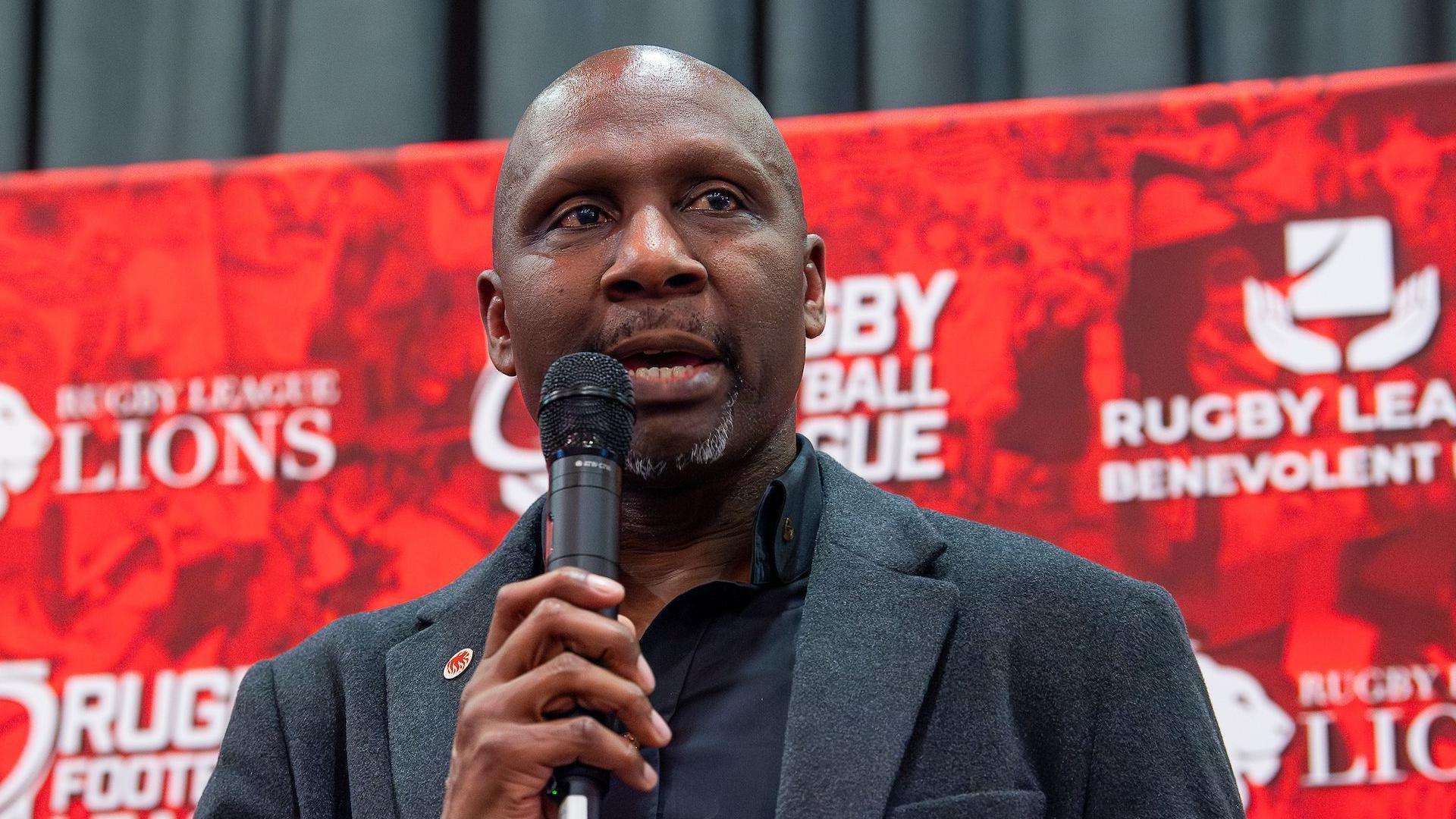 Abi Ekoku delivers a speech during the Rugby League Lions luncheon earlier in 2026