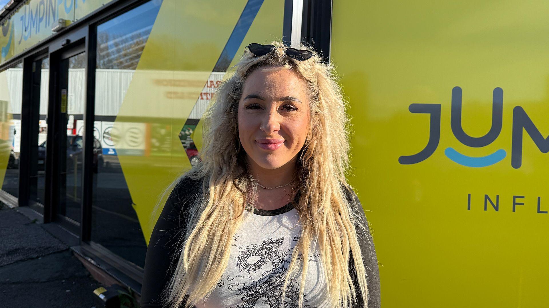 Jodie Ashbourne standing outside Jumpin Fun in Derby