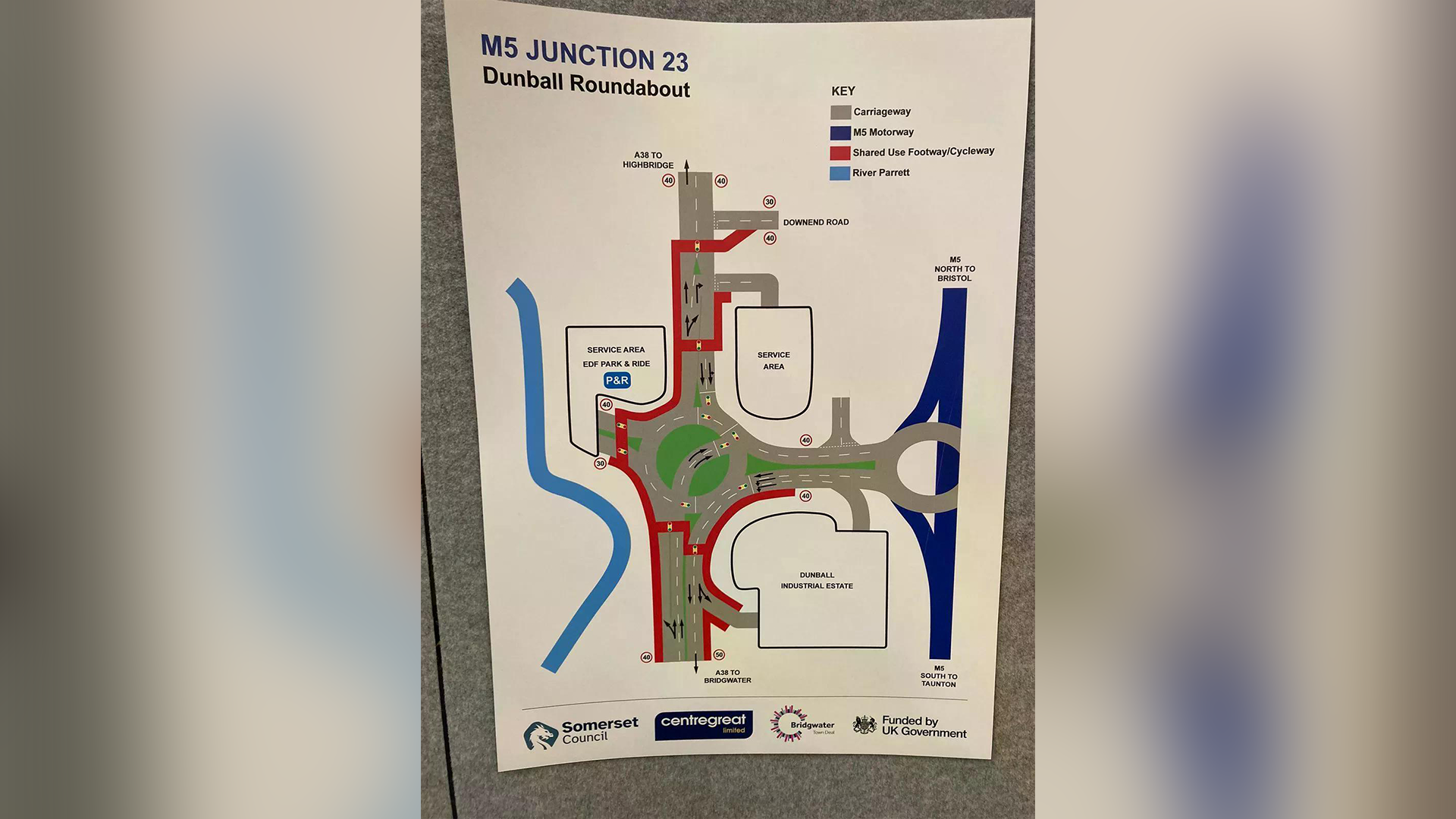 A photo of plans for a new roundabout.