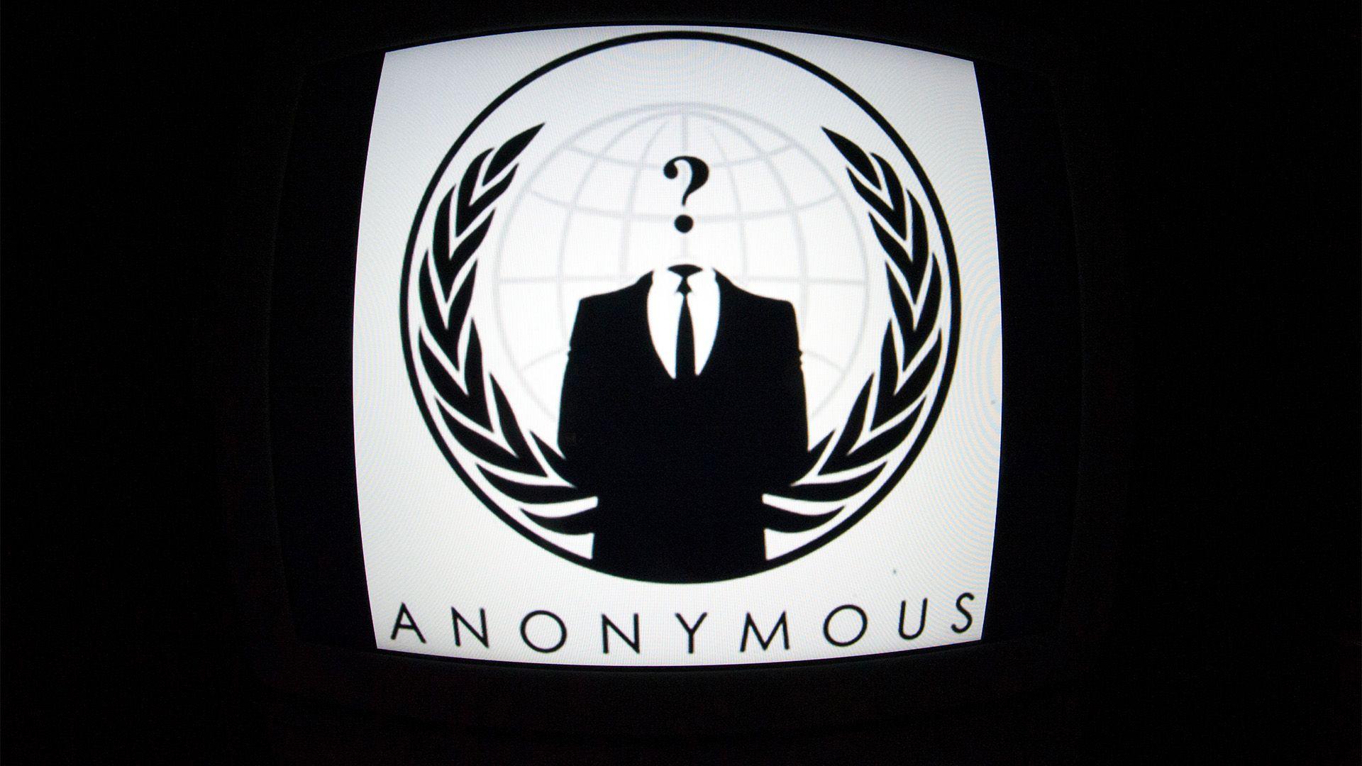 Anonymous logo: a man in a suit with a question mark instead of a head.