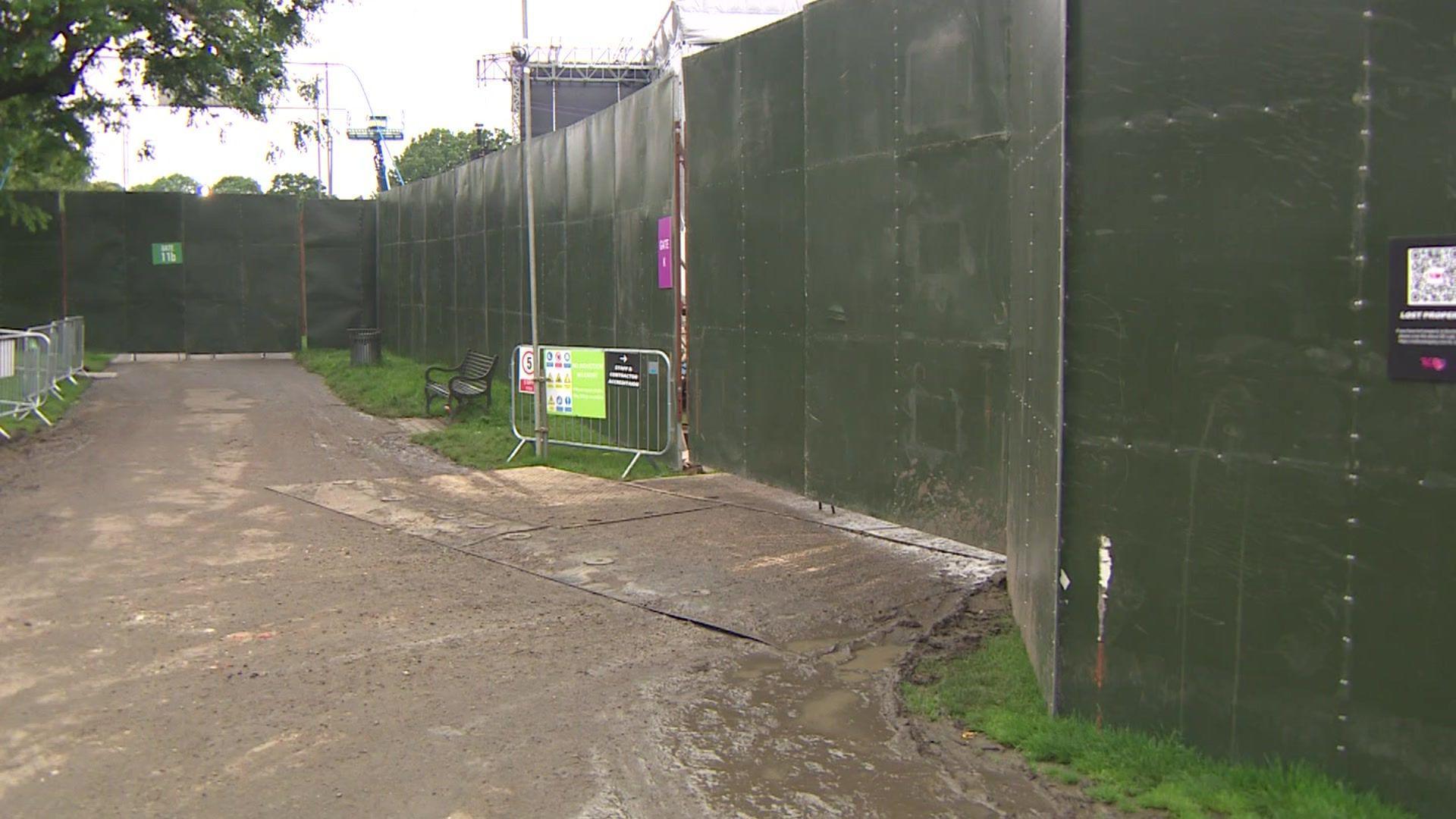 A muddy event entrance