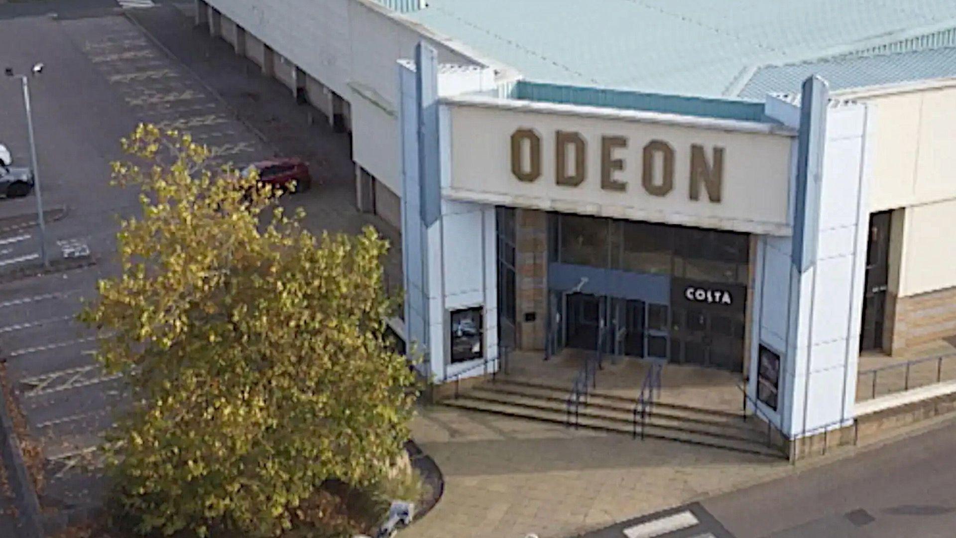 A drone shot of the Odeon cinema and its car park in Kettering