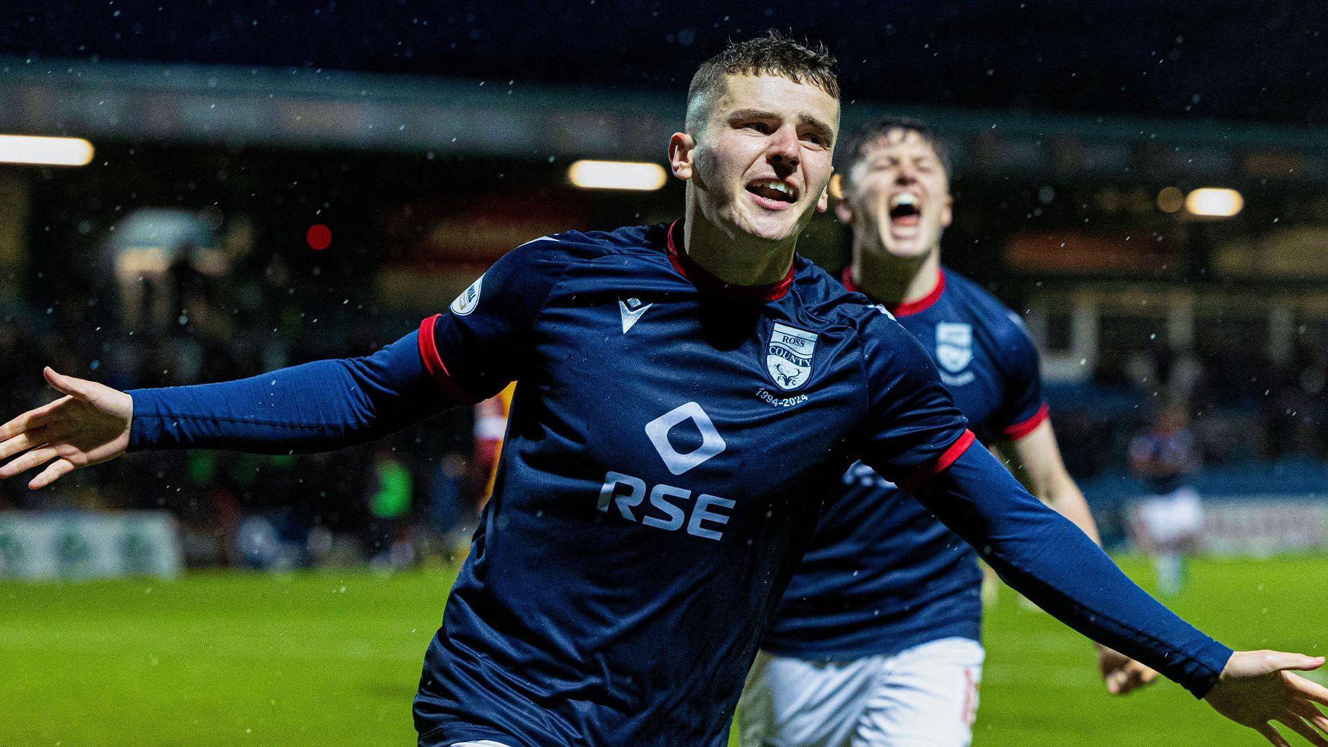 Ronan Hale celebrates scoring for Ross County