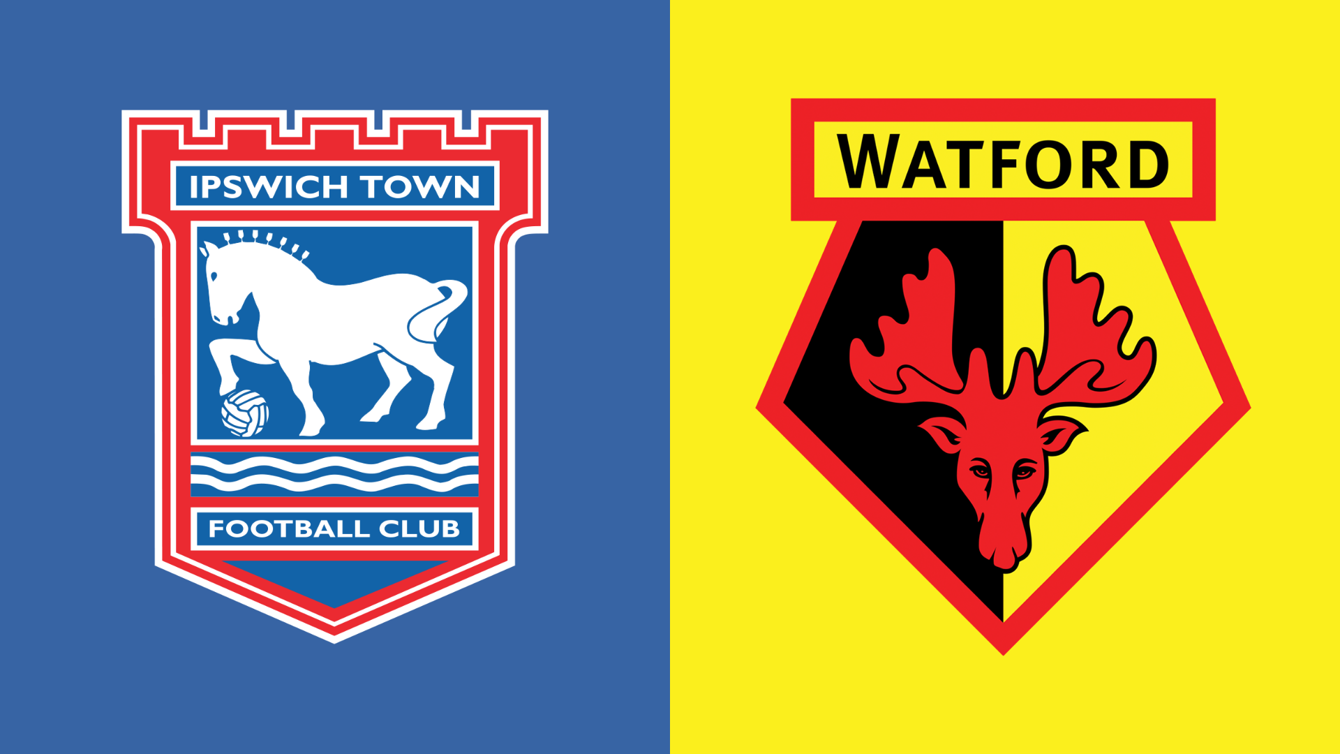 Side-by-side of Ipswich and Watford club badges