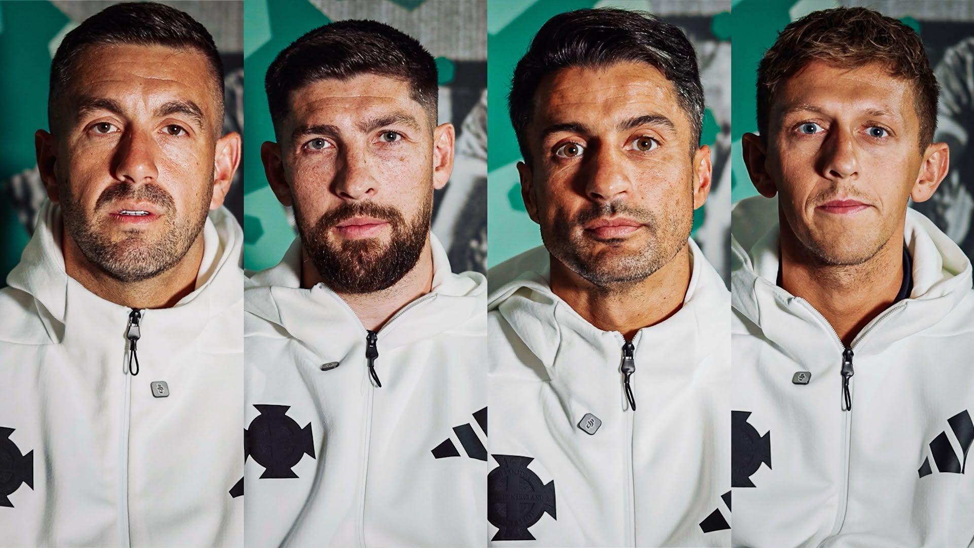 Split image showing Aaron Hogg, Michael Ruddy, Aaron Traynor and Matthew Snoddy 