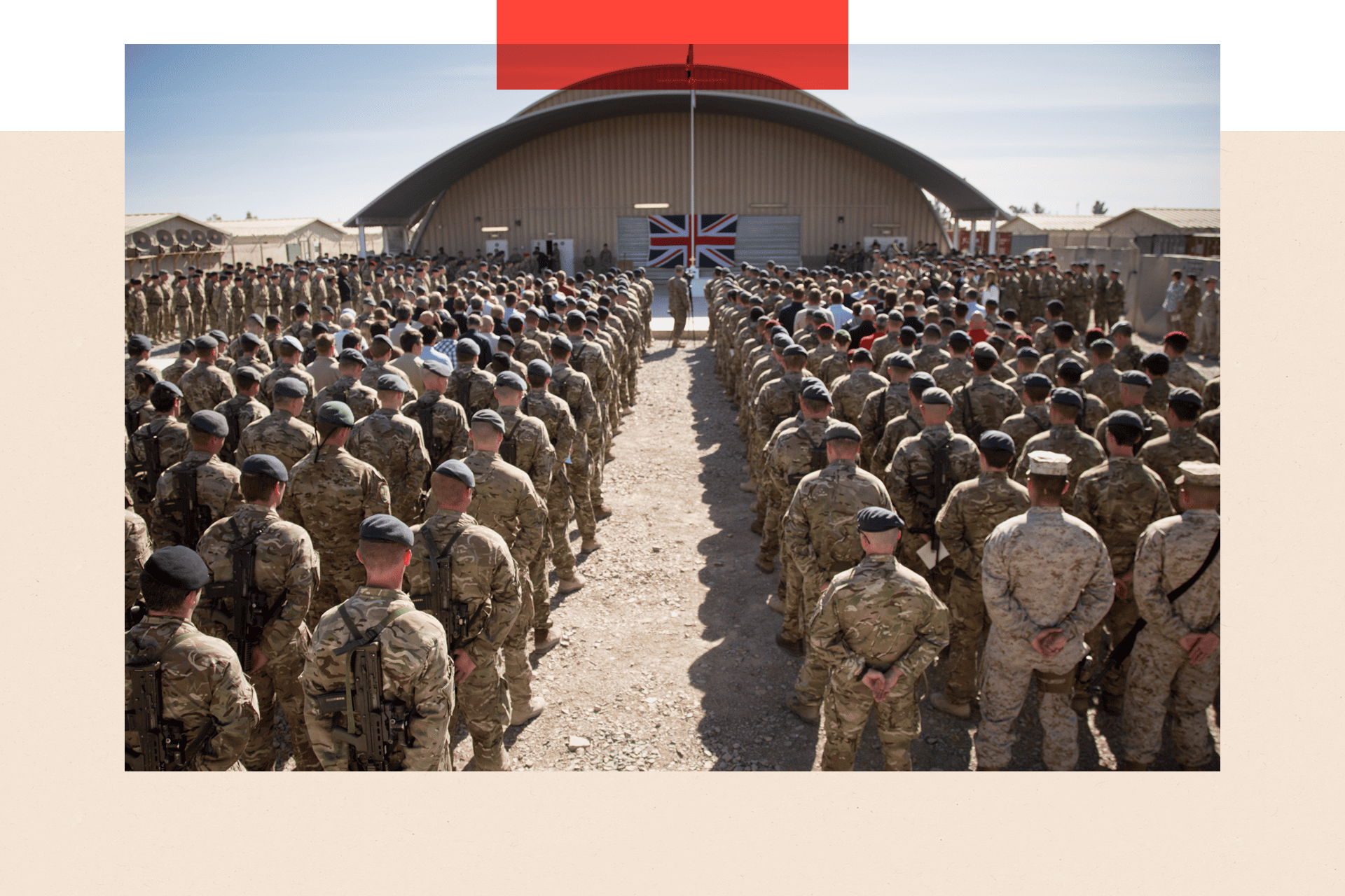 British troops and service personal remaining in Afghanistan gather for a Remembrance Sunday service