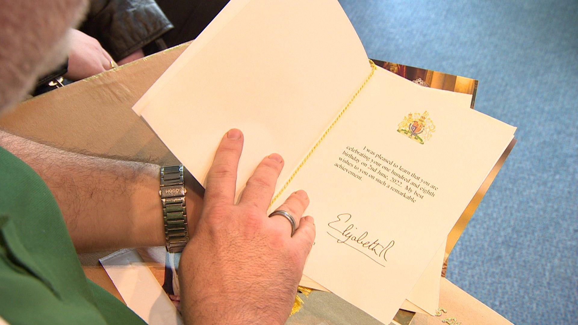 Theresa Ryan's 100th birthday card from Queen Elizabeth