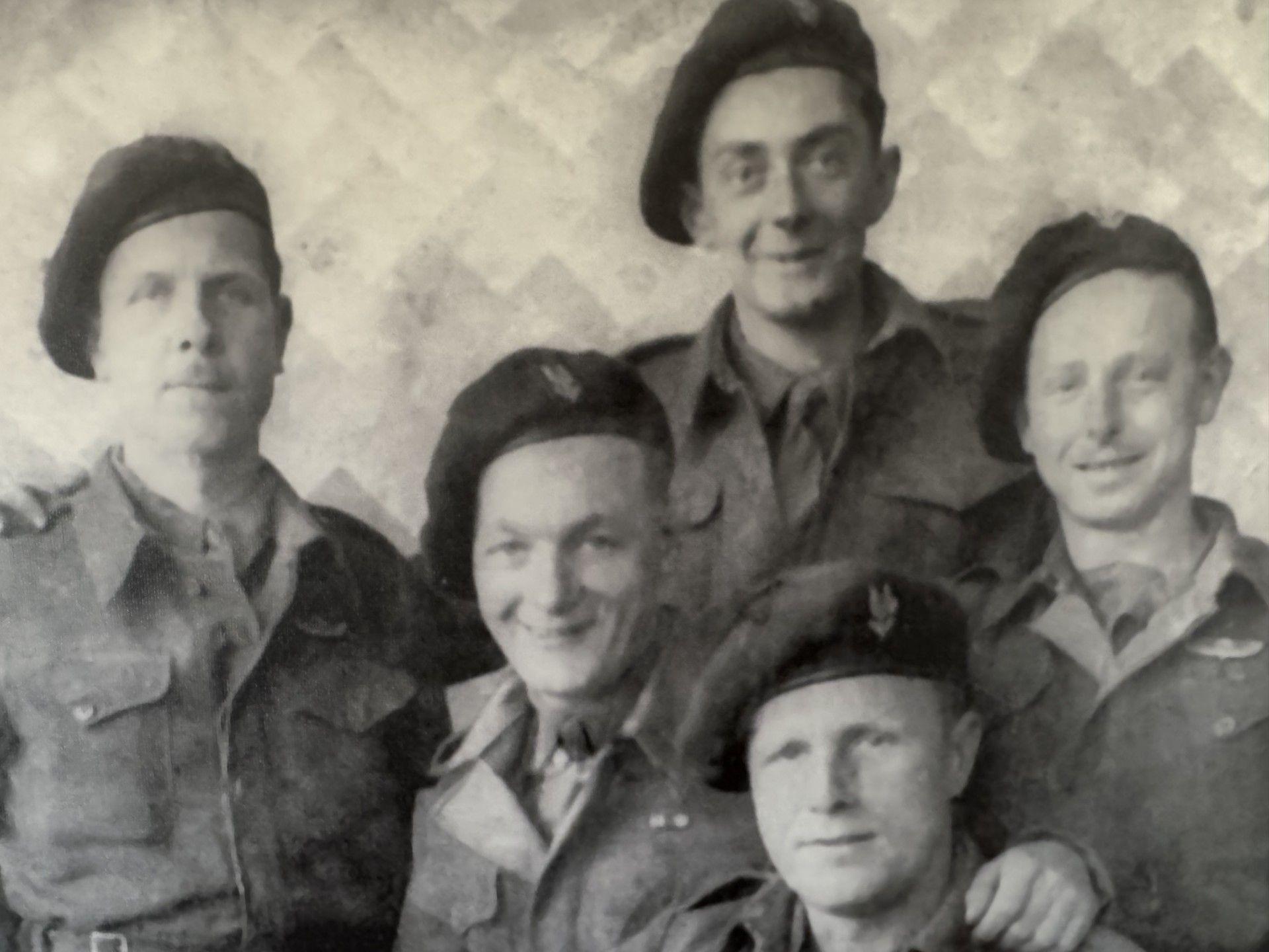 The black and white image shows 5 men in SAS uniform during their time on Operation Galia