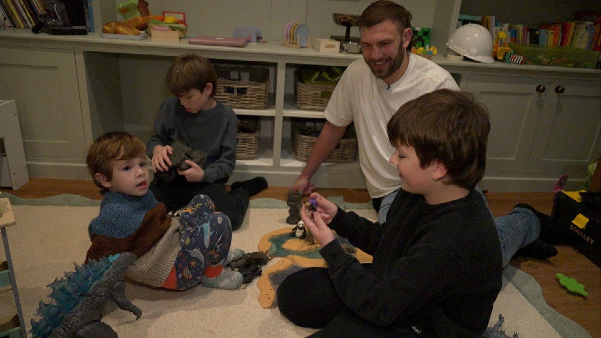 Harry Wells with his three sons Oscar, Theo and Zach