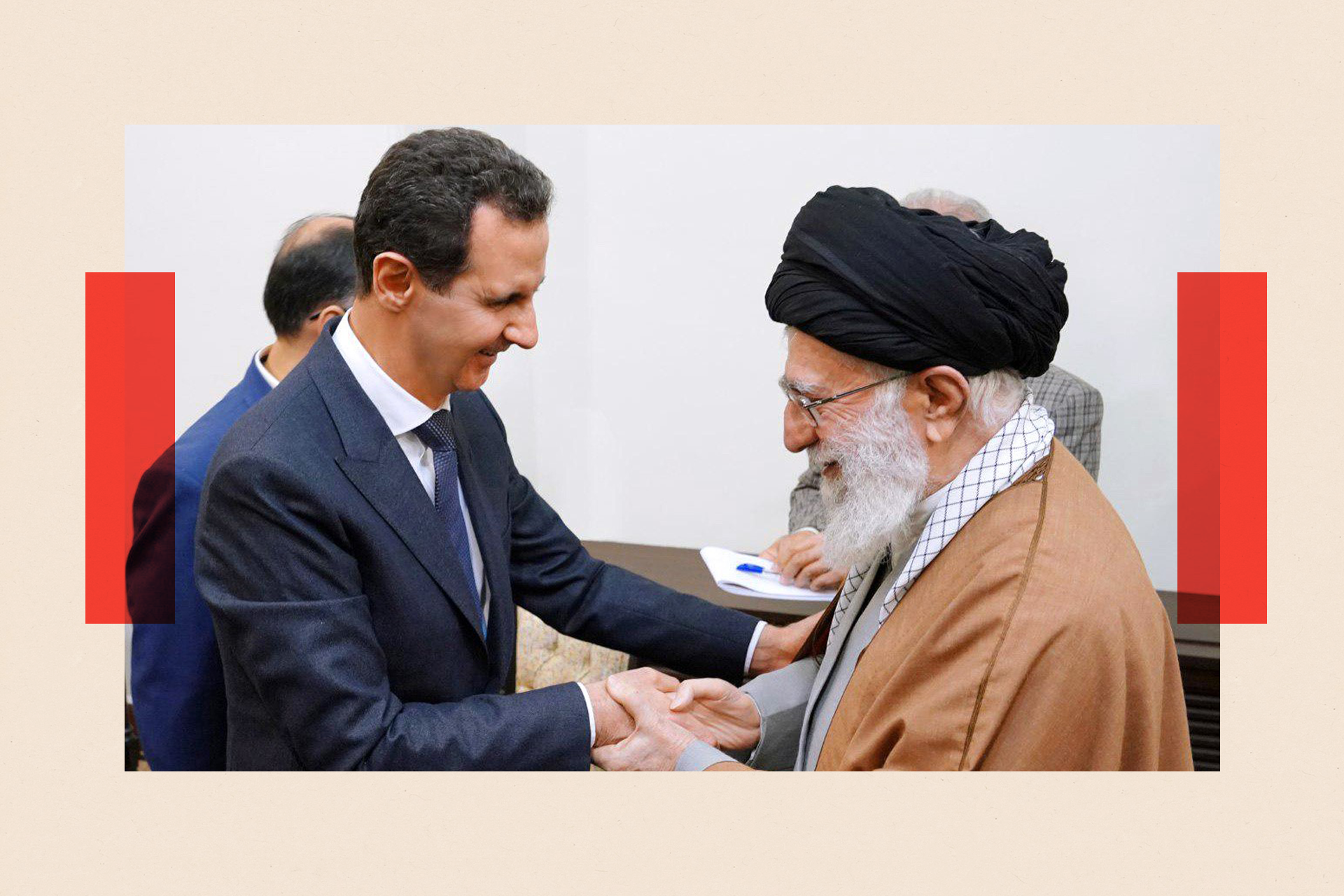 Bashar al-Assad and Ali Khamenei shake hands 