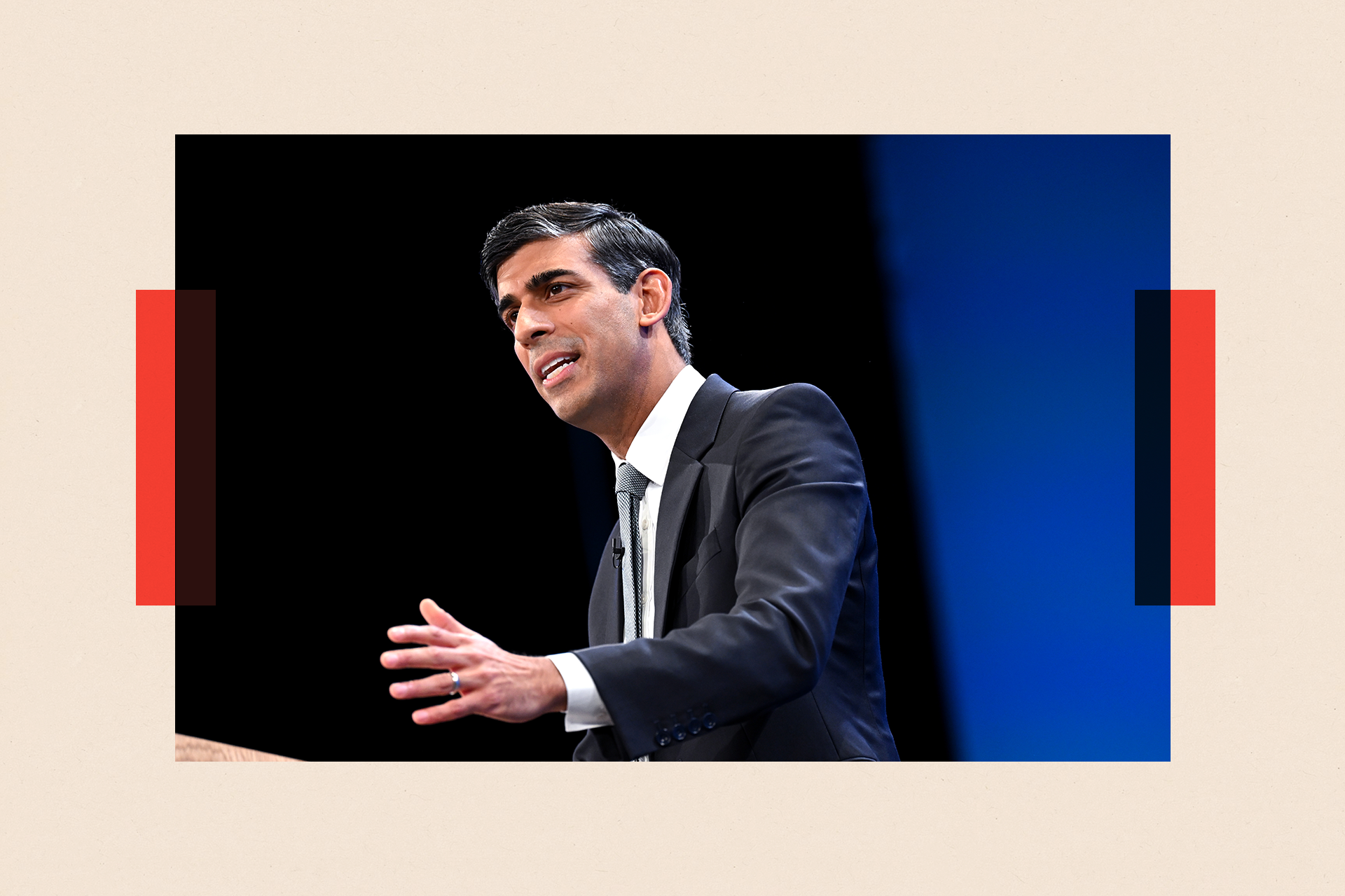 Rishi Sunak delivers his speech during the final day of the Conservative Party Conference on 4 October 2023