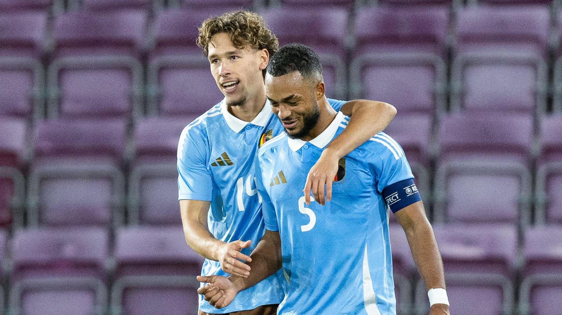 Belgium Under-21 players celebrate