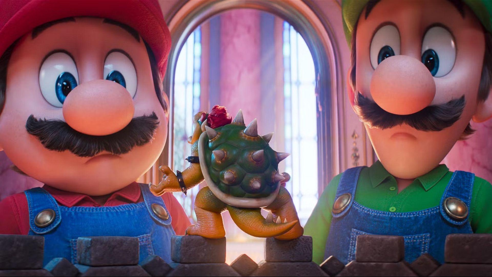 Mario and luigi with a tiny bowser inbetween them