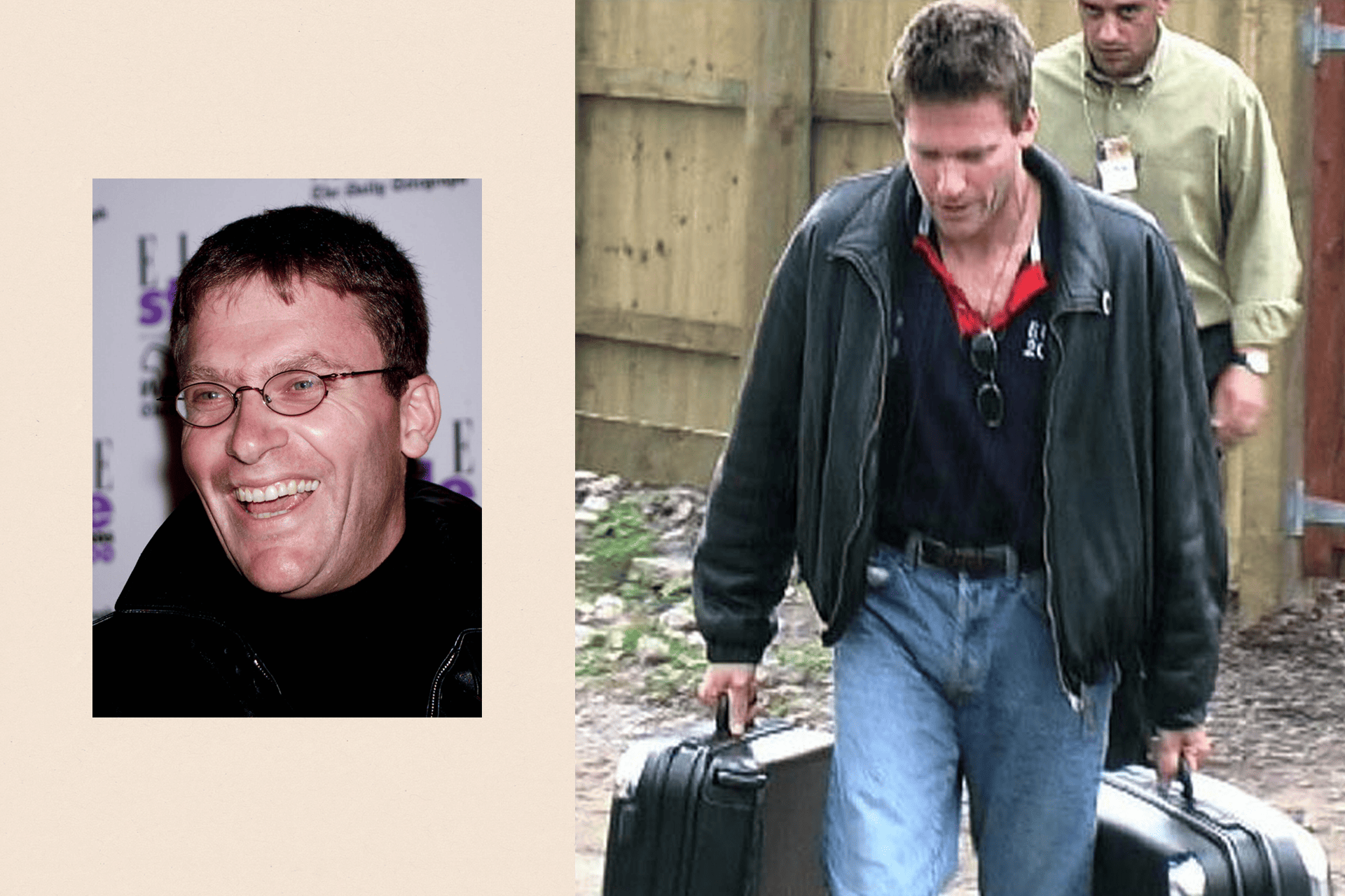 Two images: A close up of Reality TV star "Nasty" Nick Bateman, and the other image showing him leaving the Big Brother house after being evicted