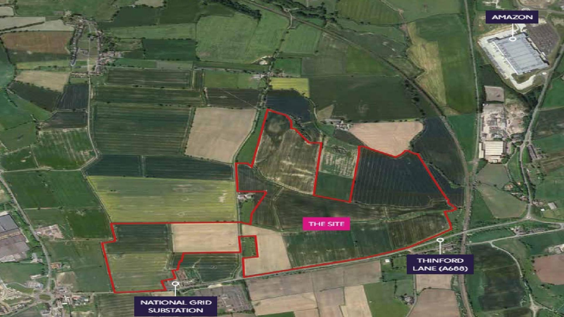 A map of an outline of the plans near Spennymoor