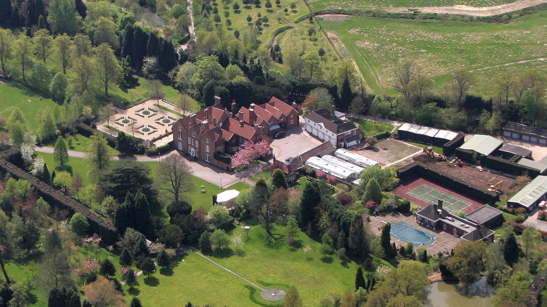 An aerial view of Barrow Green Court in Oxted, Surrey, which was owned by Mohamed Al Fayed