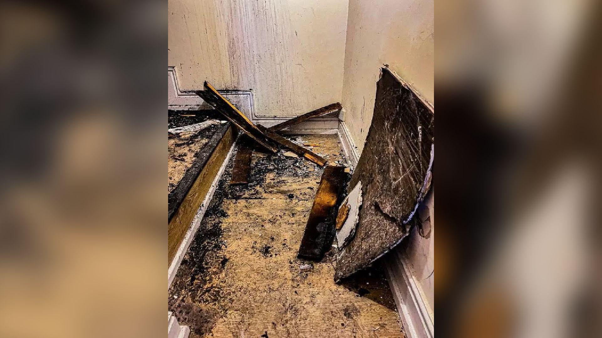 Damage to a stairwell