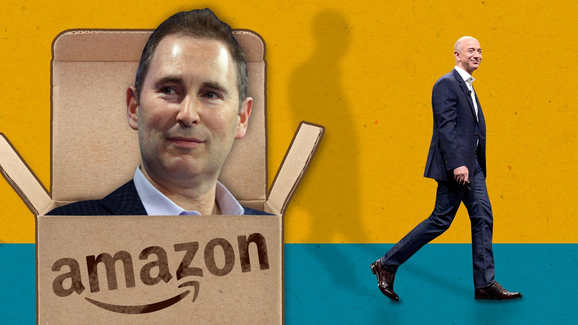 Composite image of Andy Jassy and Jeff Bezos