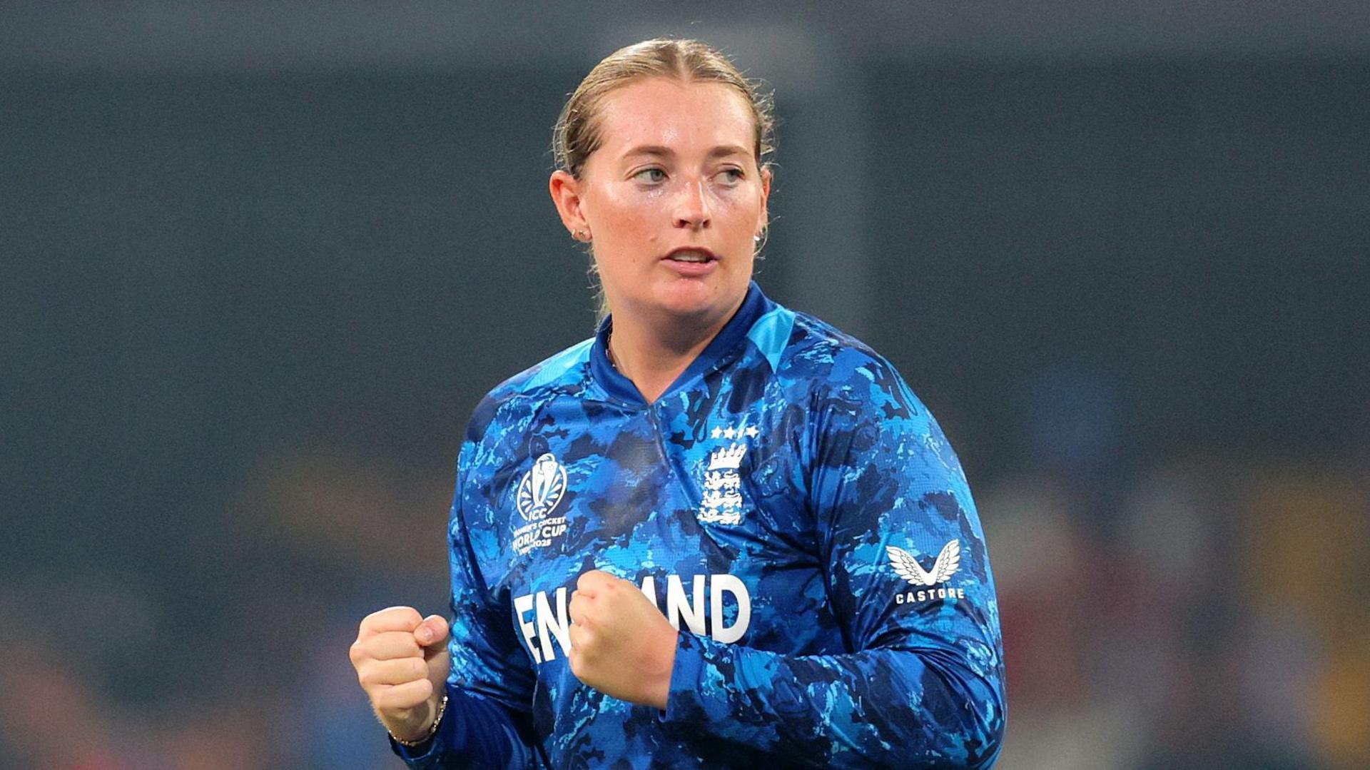 Sophie Ecclestone celebrates a wicket