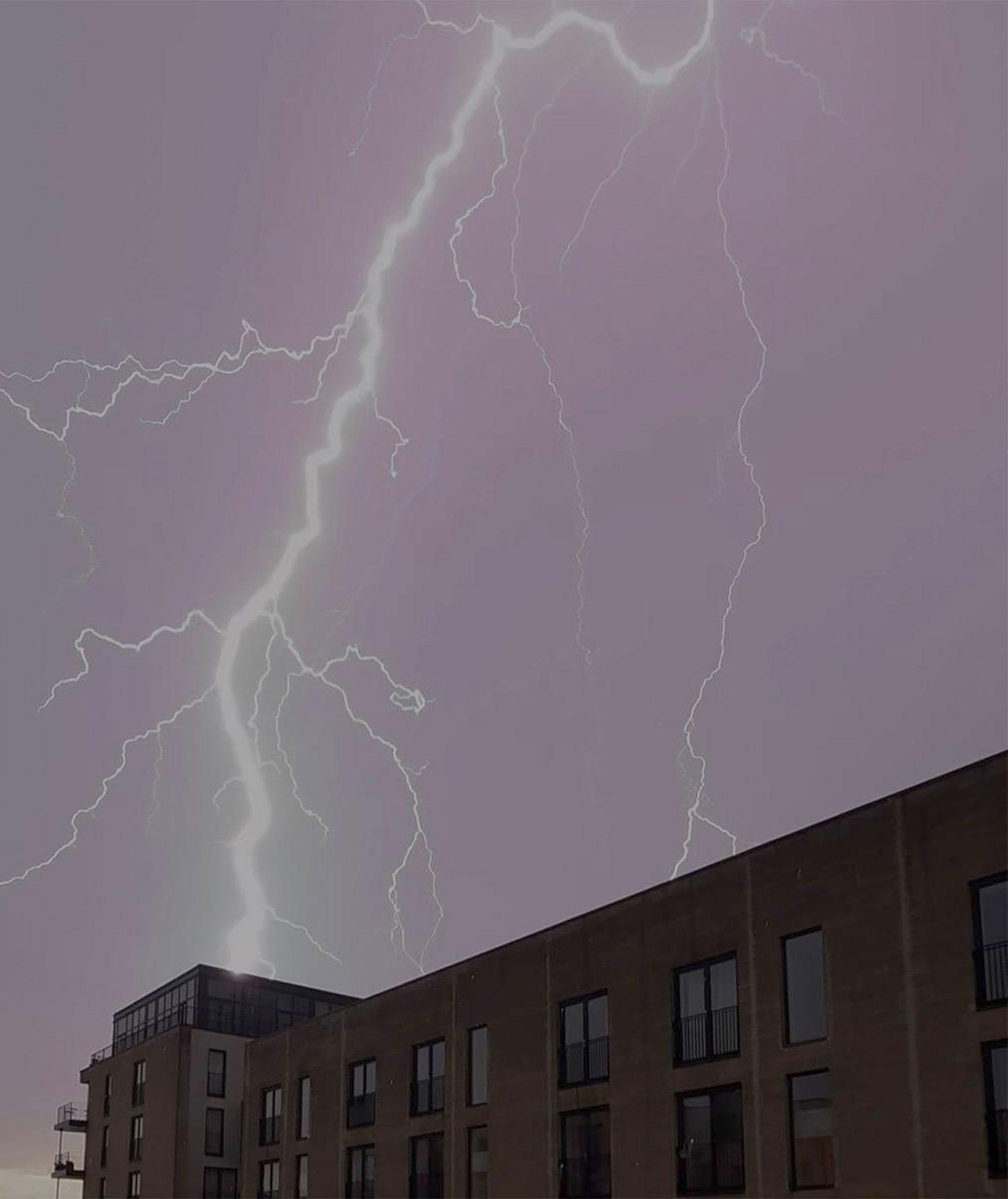 Lightning lights up the sky in Bath