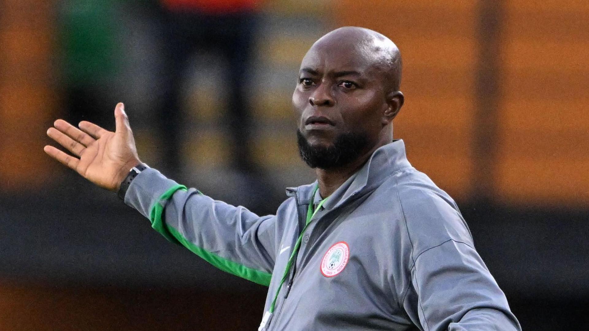 Finidi George gestures on the touchline