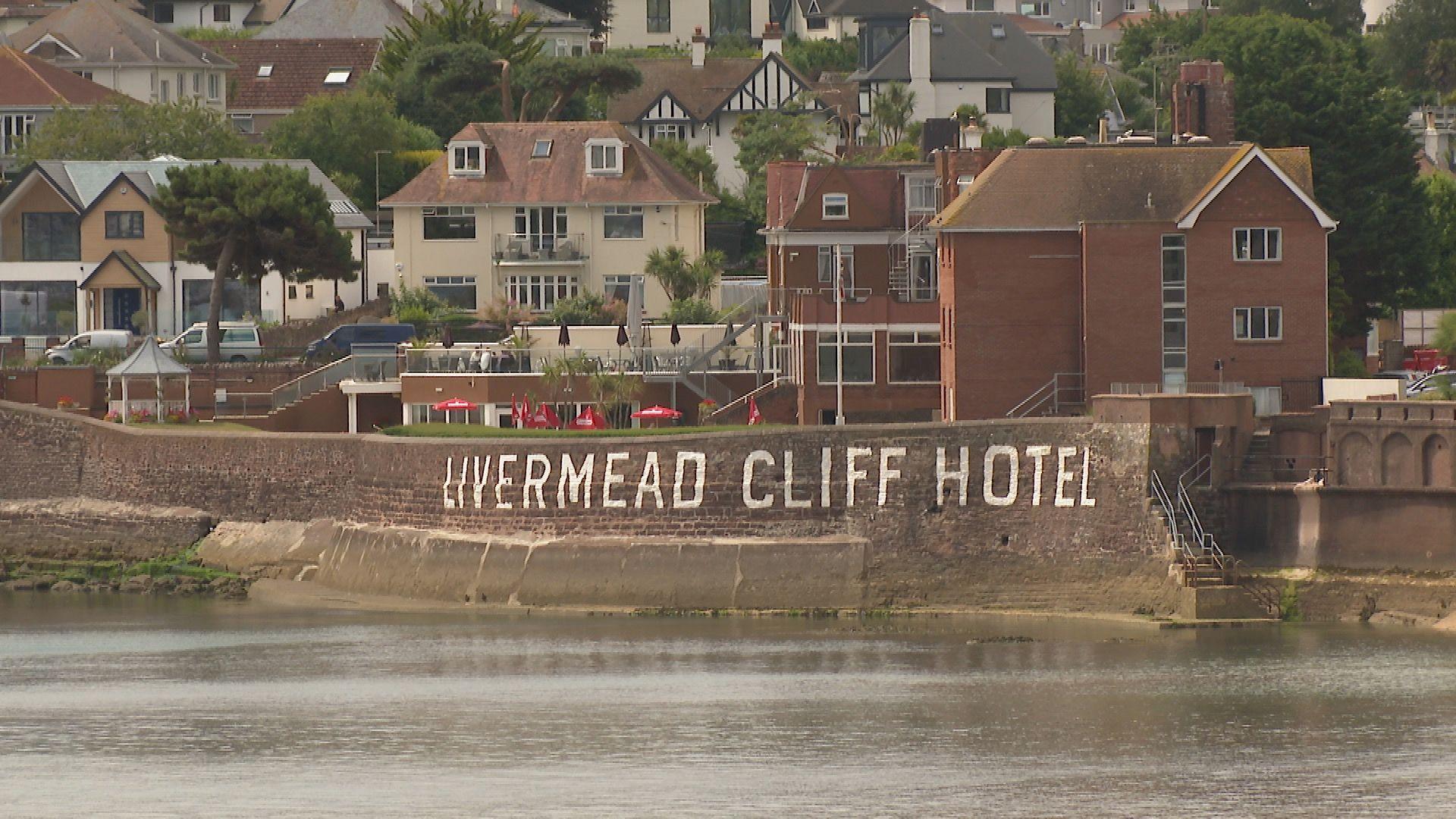 Hotel on water's edge of Tor Bay