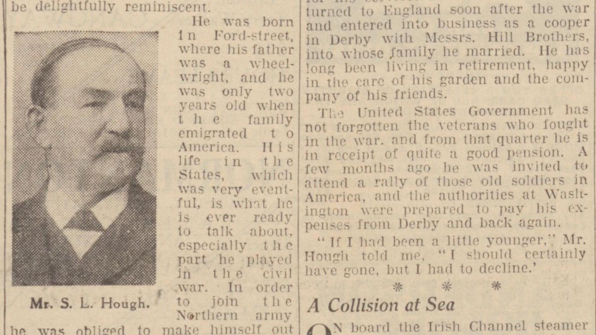 Newspaper cutting of Mr Hough