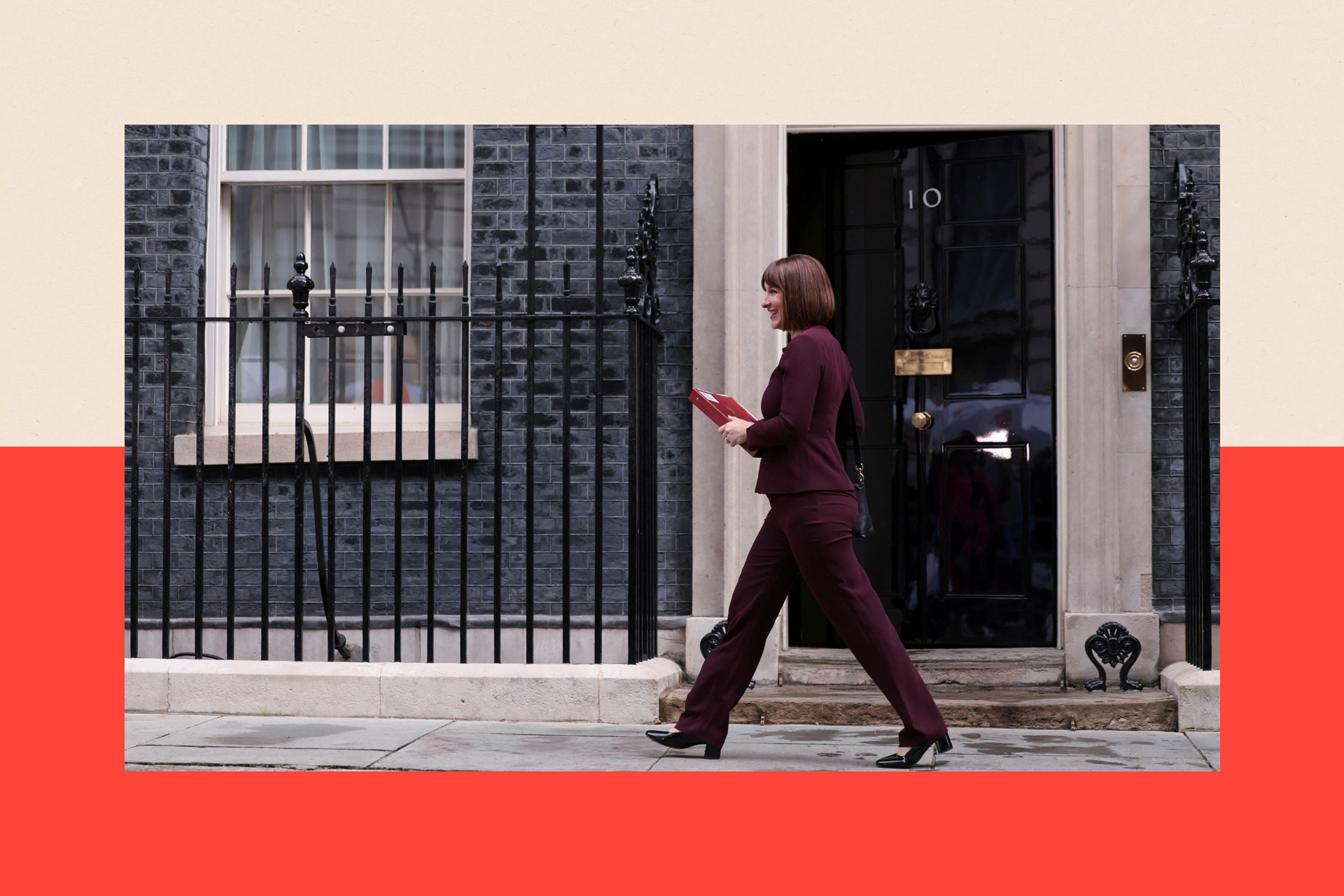 Reeves walks outside Downing Street
