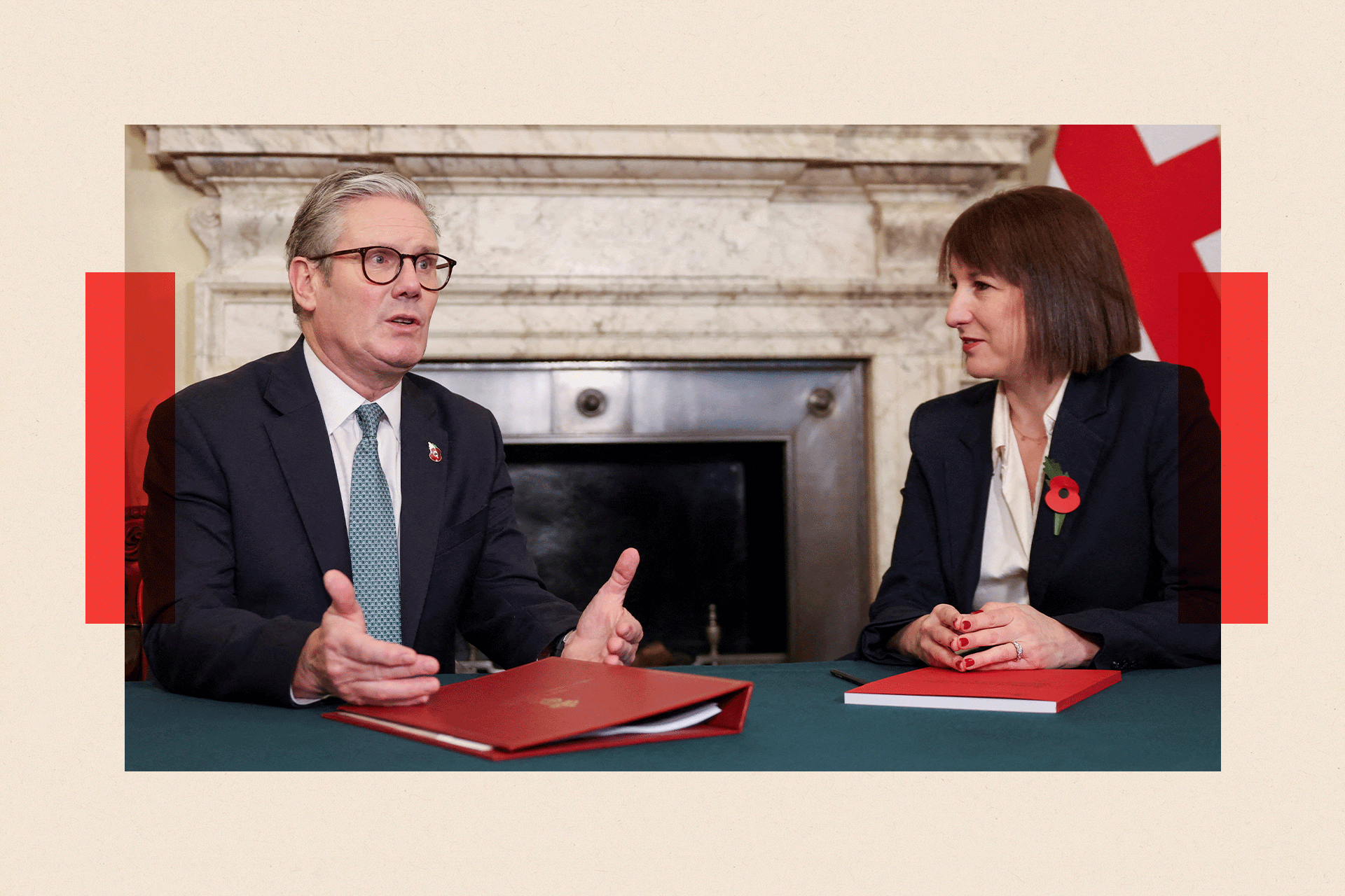 Britain's Prime Minister Keir Starmer meets with Britain's Chancellor of the Exchequer Rachel Reeves