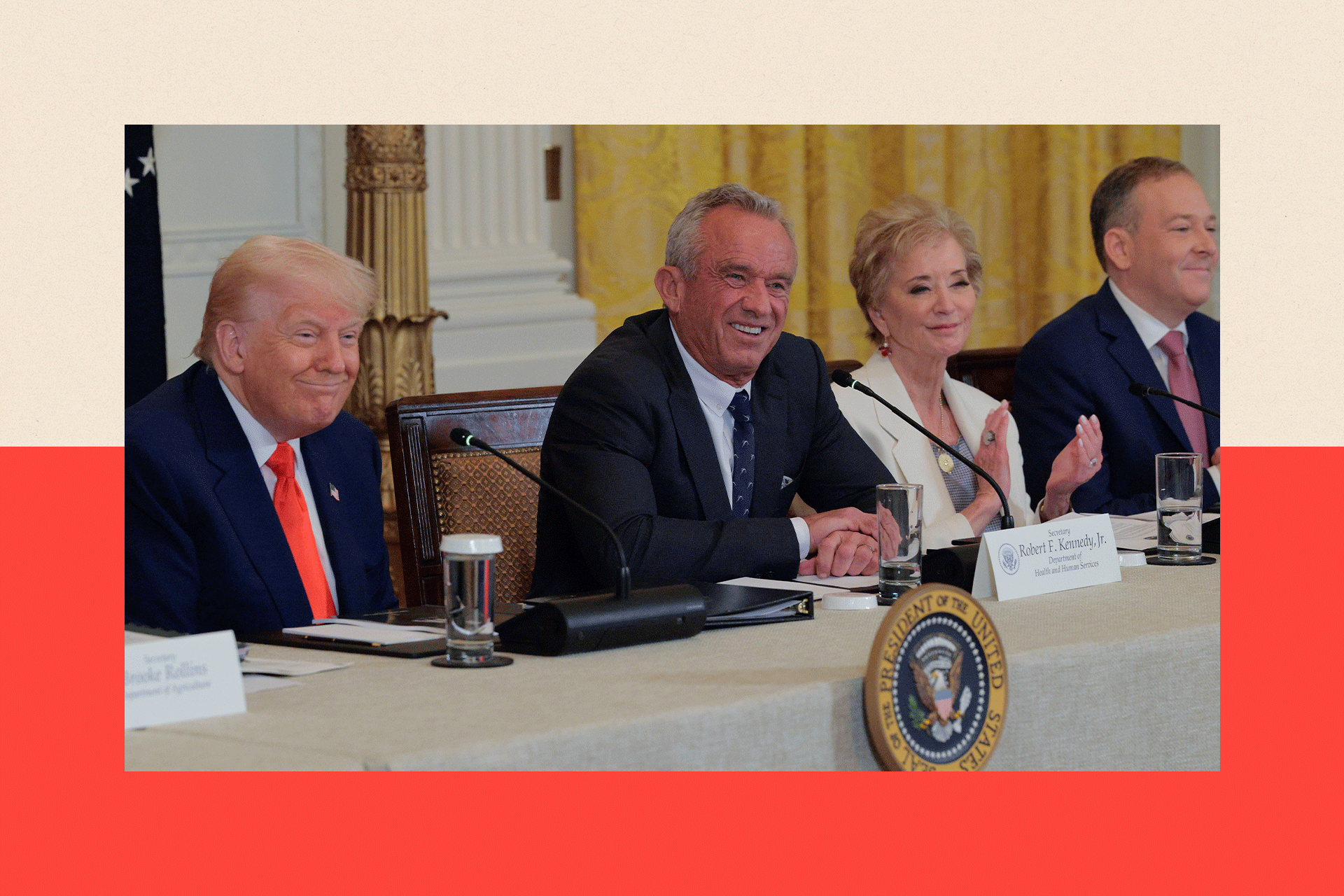 U.S. President Donald Trump sitting with Health and Human Services Secretary Robert F. Kennedy Jr
