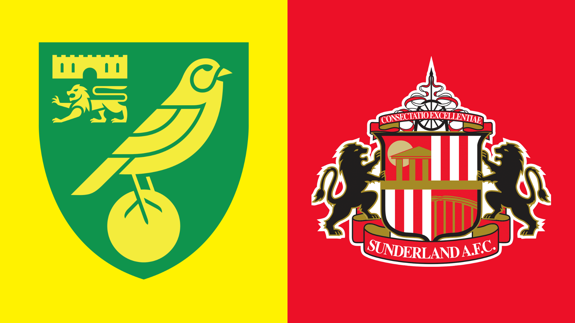 Side-by-side of Norwich City and Sunderland club badges