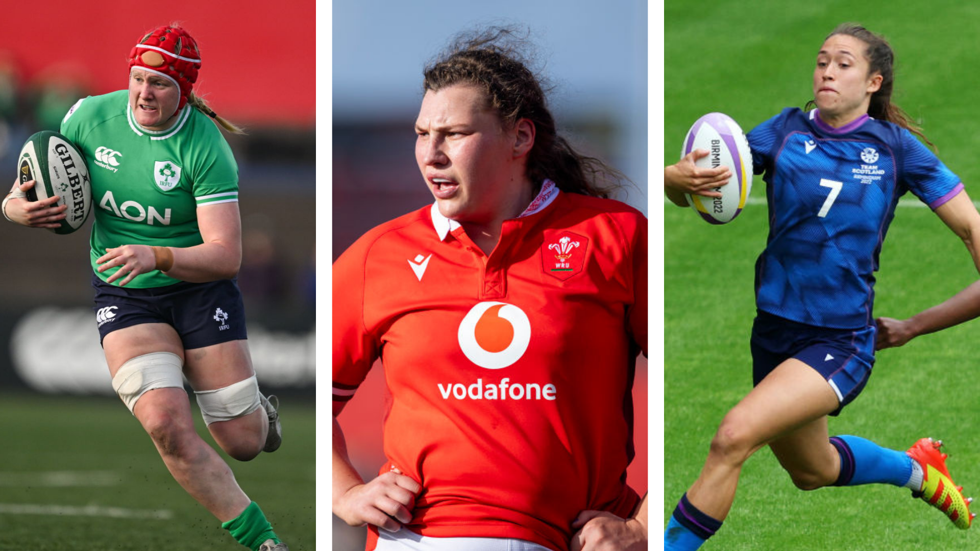 From left to right, Ireland's Aoife Wafer, Wales's Gwenllian Pyrs, and Scotland's Rhona Lloyd