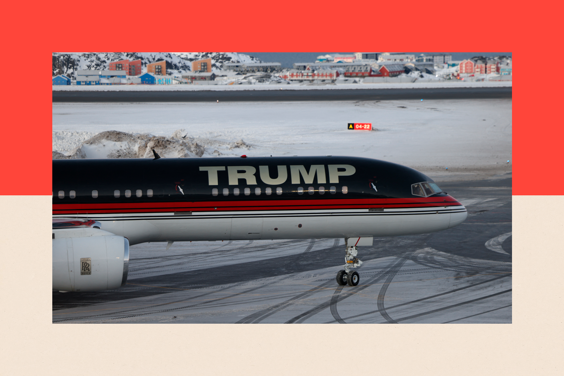 An aircraft with 'Trump' at the front lands in Nuuk, Greenland