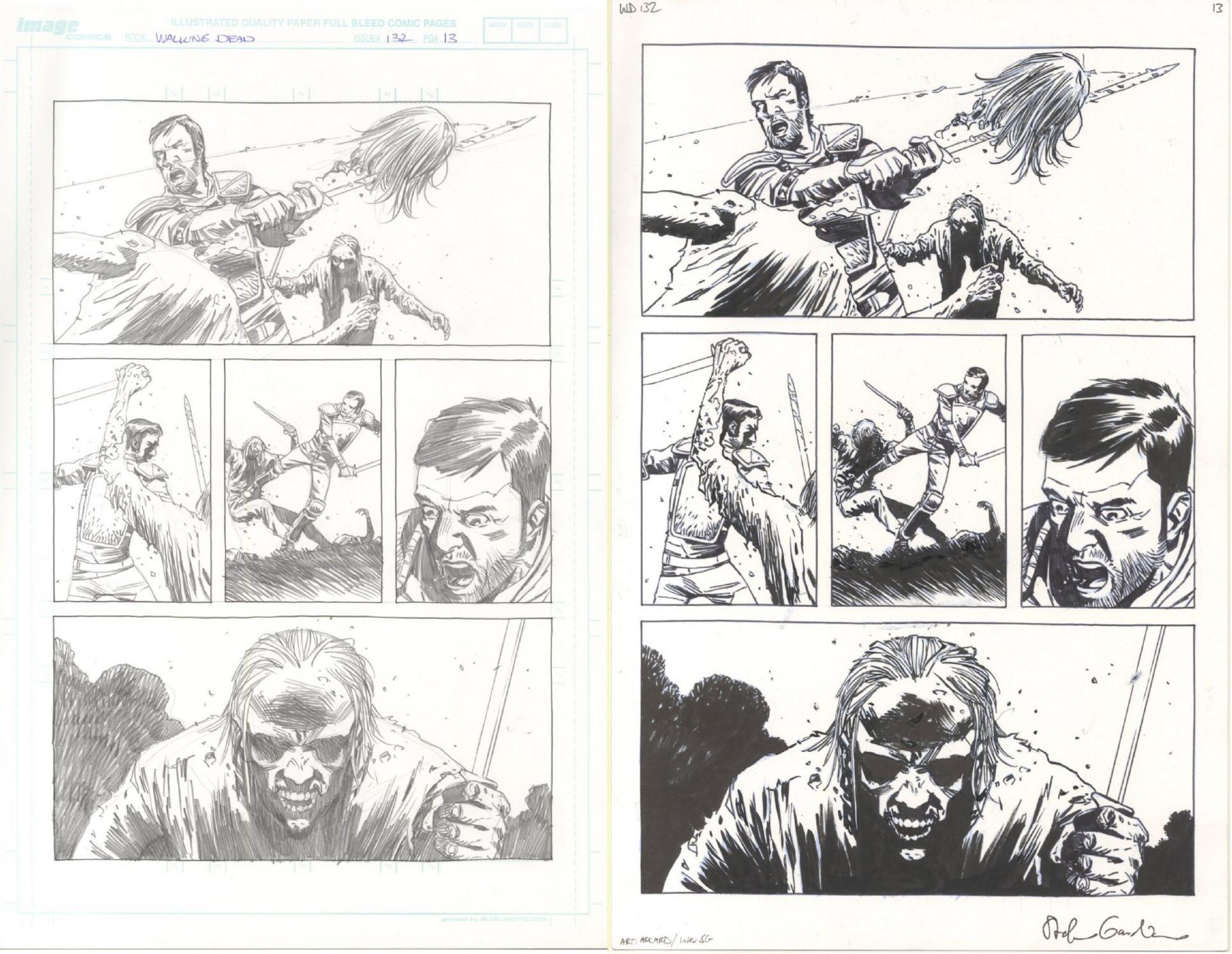 Original drawings by Charlie Adlard for Walking Dead comic