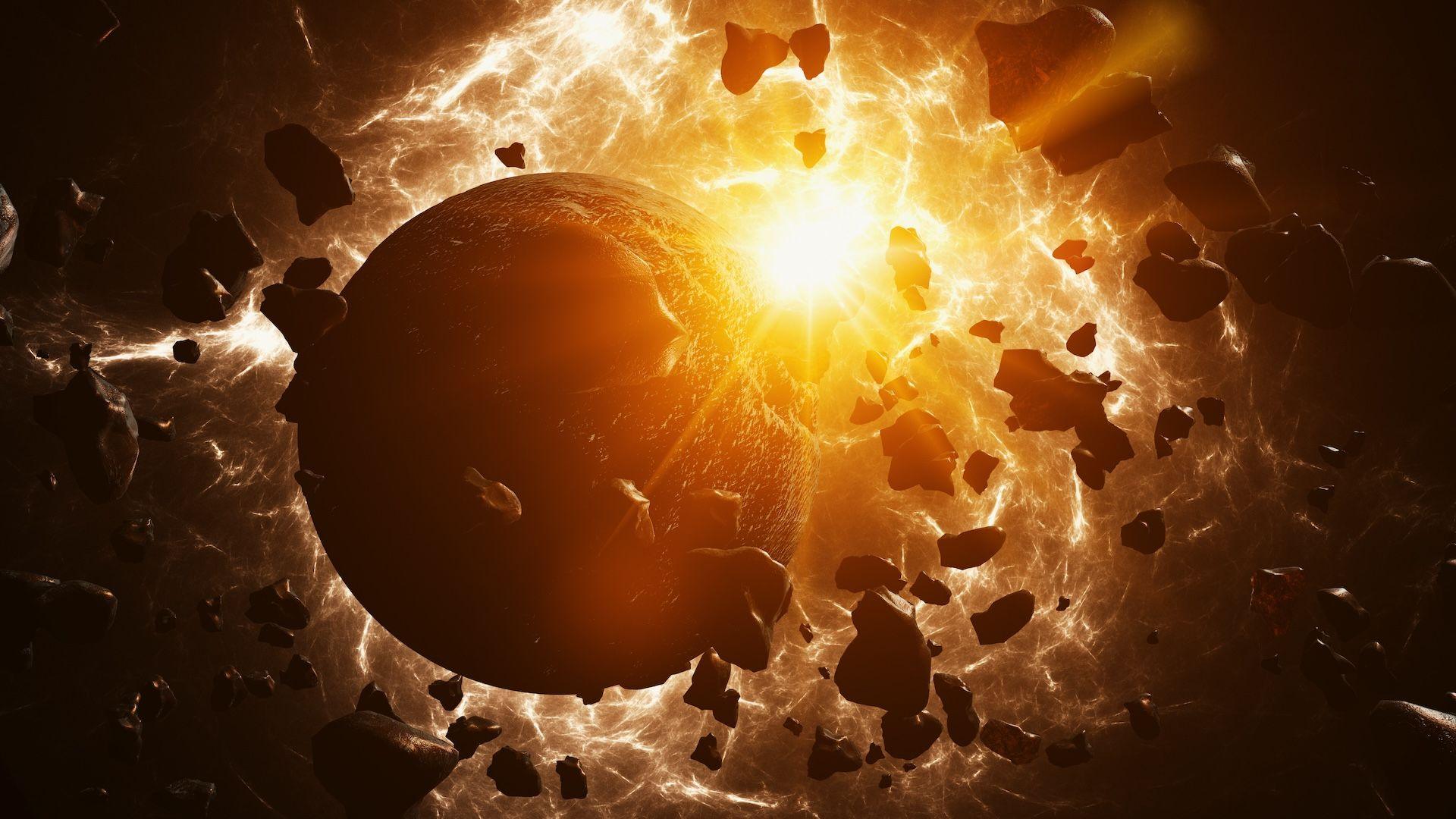 Artist's illustration of a planet's formation. 