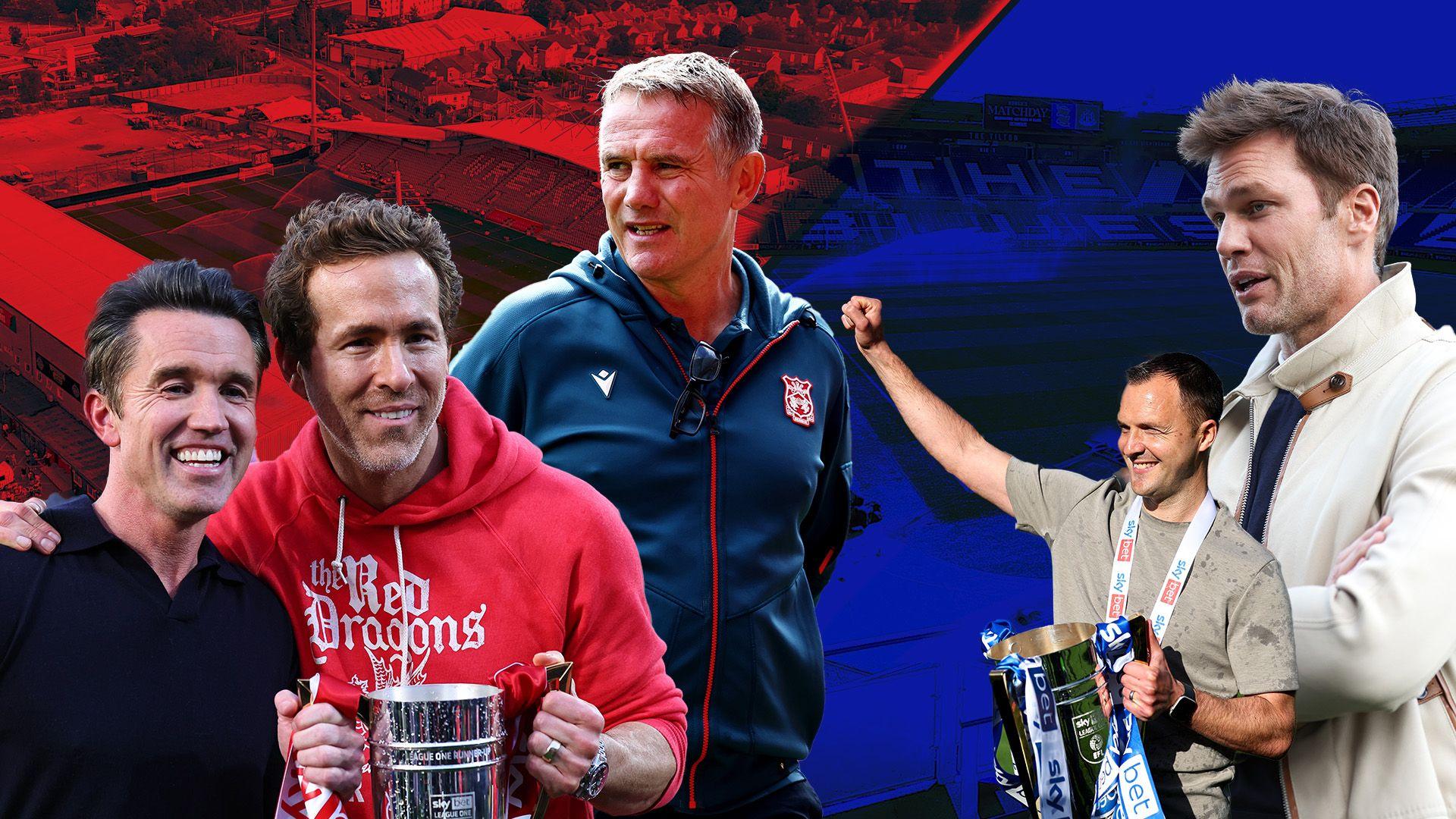 (From L to R) Rob McElhenney, Ryan Reynolds, Phil Parkinson, Chris Davies and Tom Brady