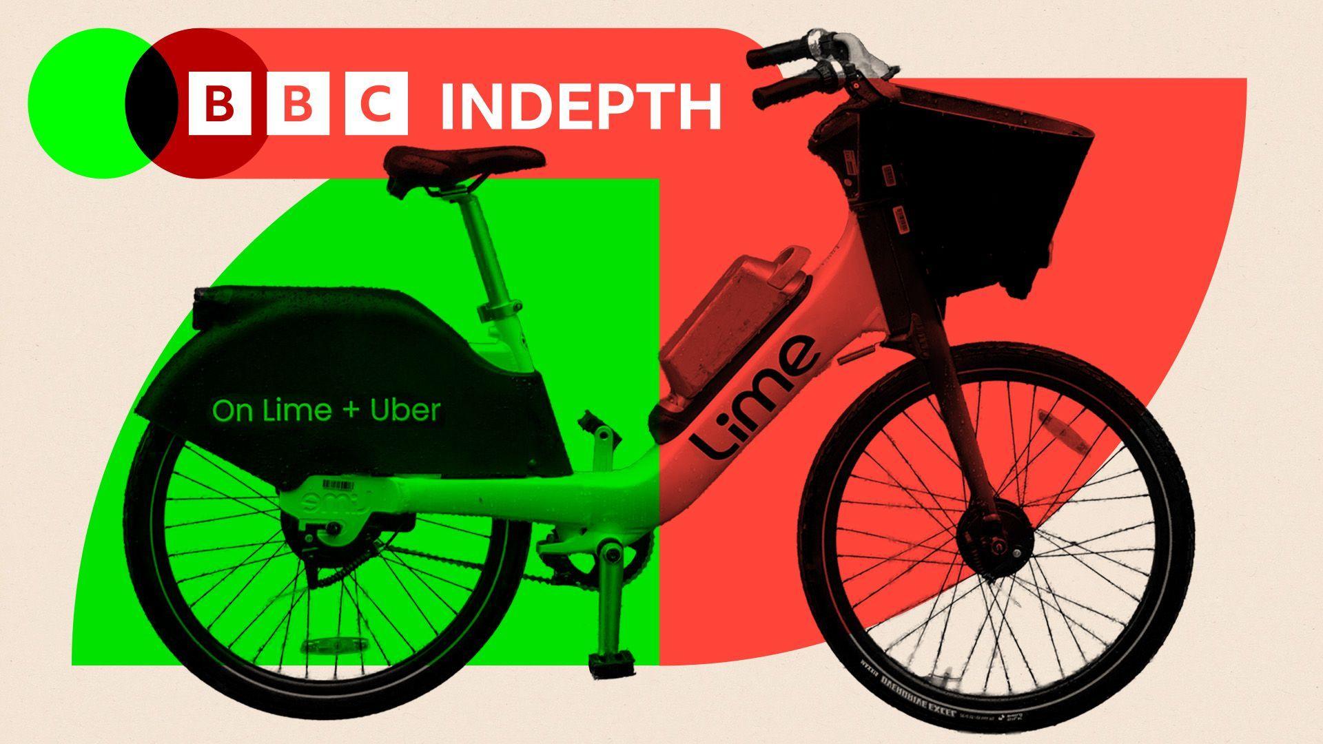 A treated image of a Lime bike
