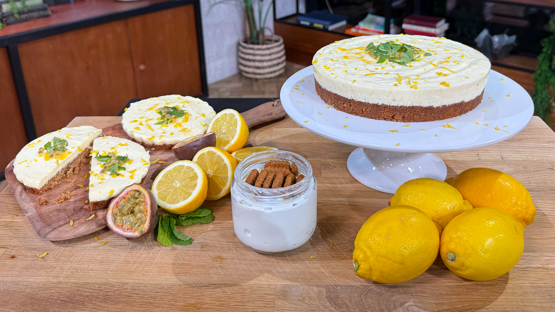 Yvonne Cobb's lemon cheesecake on display in the Morning Live studio