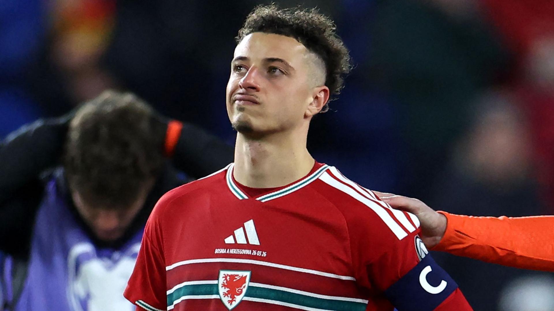 Ethan Ampadu is dejected after Wales' play-off defeat to Bosnia-Herzegovina