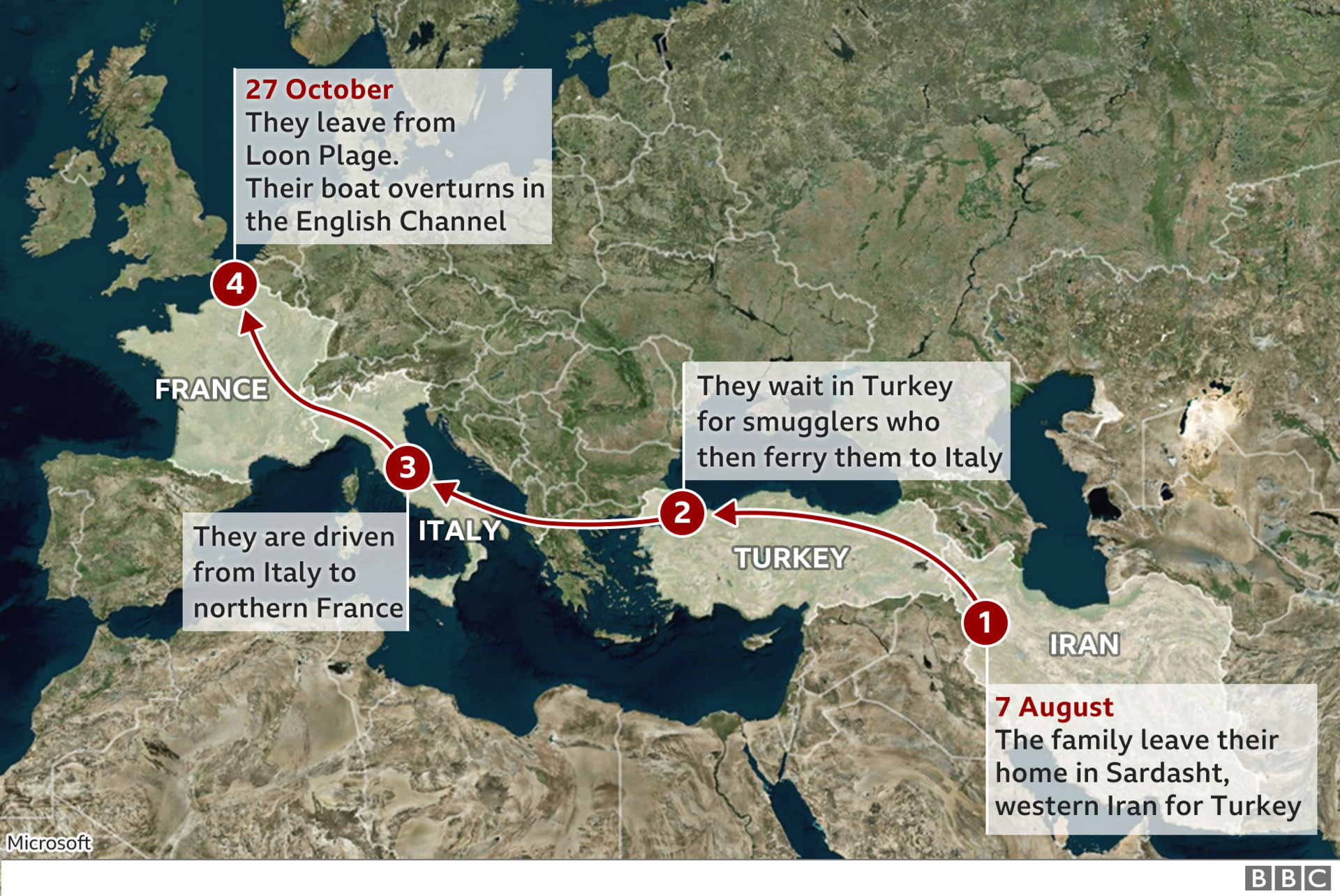 Map of family's journey