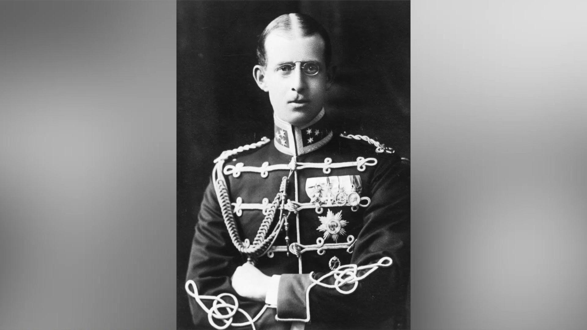 Black and white image of Prince Andrew of Greece and Denmark