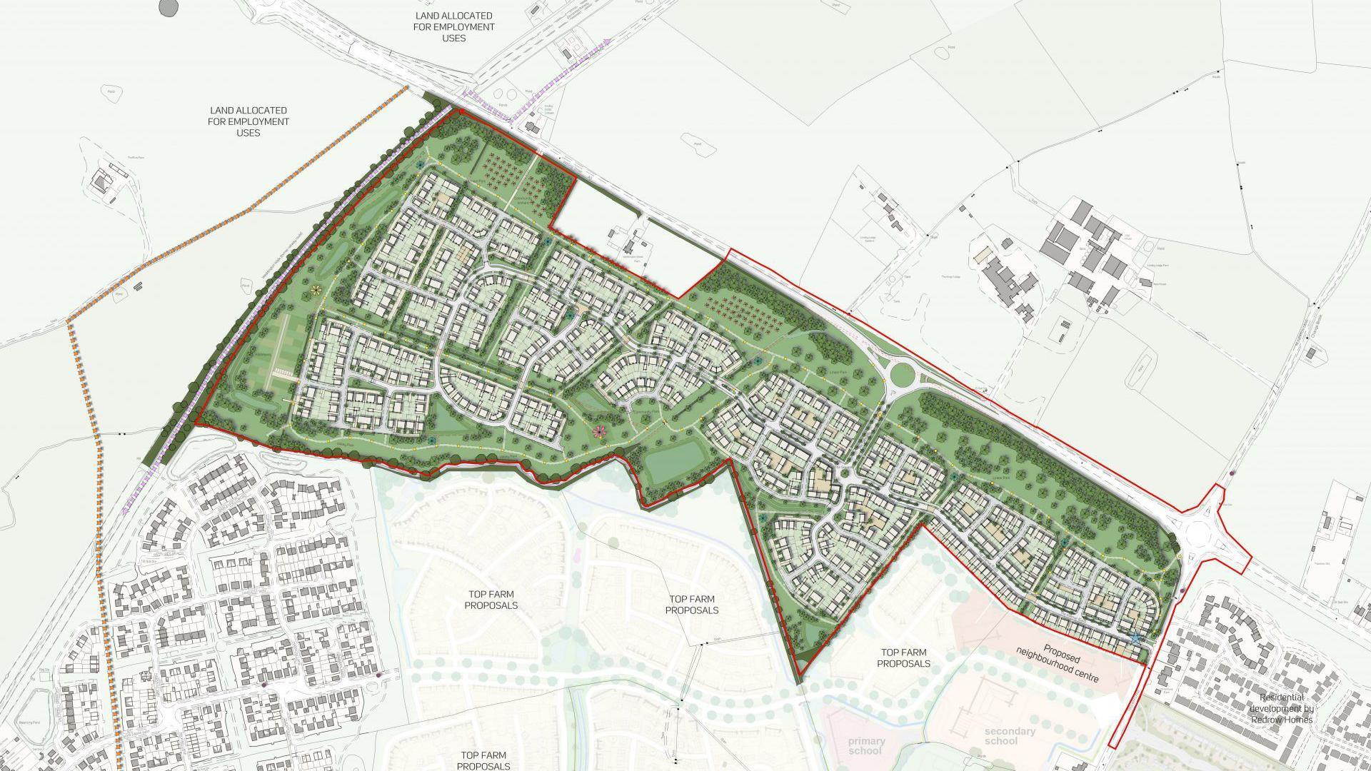 A planning document with a map of the area of Nuneaton where housing proposals were made