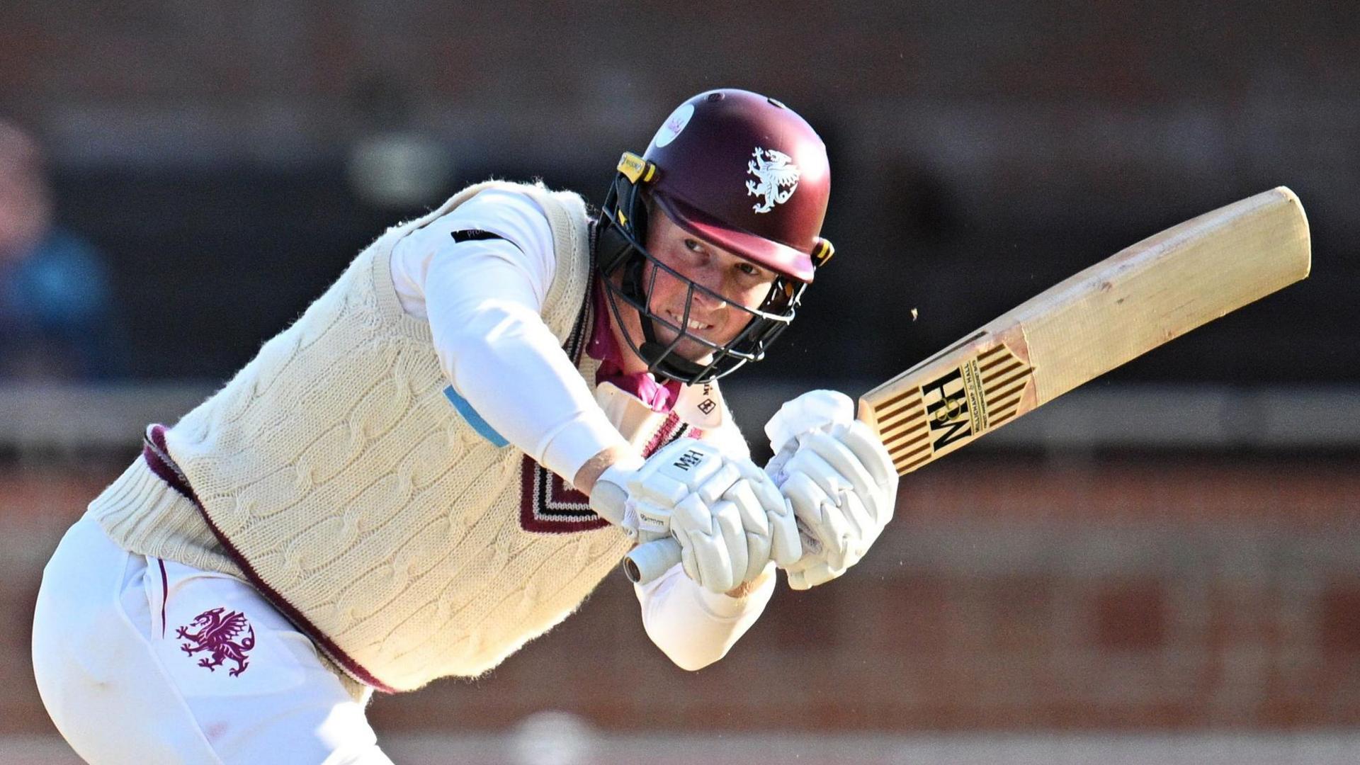 Somerset's James Rew batting against Nottinghamshire