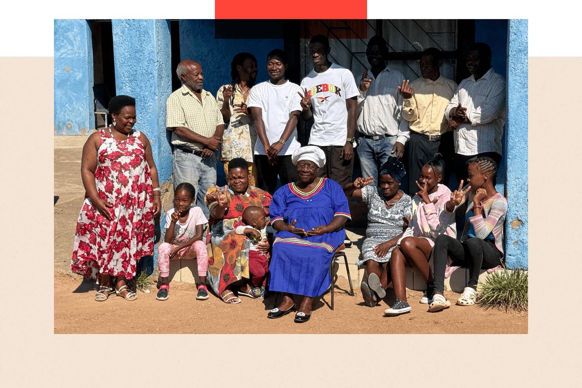 Cynthia Mthebe with her children and grandchildren