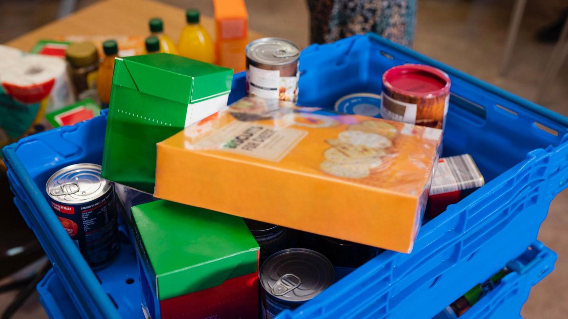 Crate filled with food 