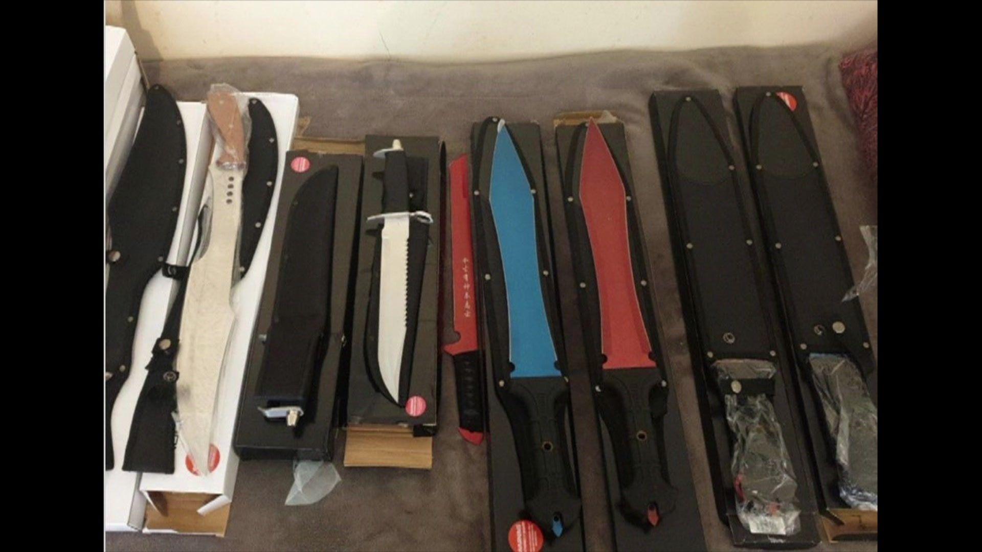 Nine large knives 