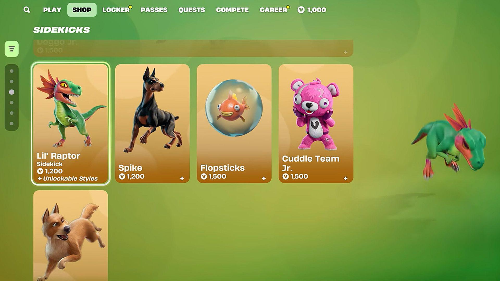 a picture of the sidekicks in the shop, on the tutorial video